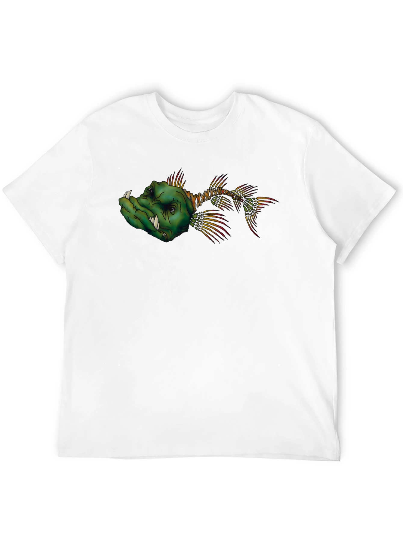 Mens Black T-Shirt with Cartoon Fish Graphic