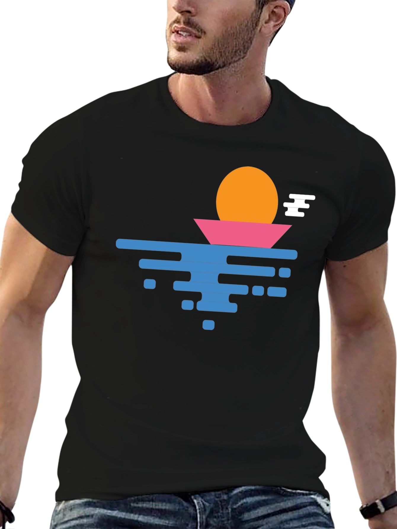 Sunset Graphic Tee - Retro Style Cotton T-Shirt