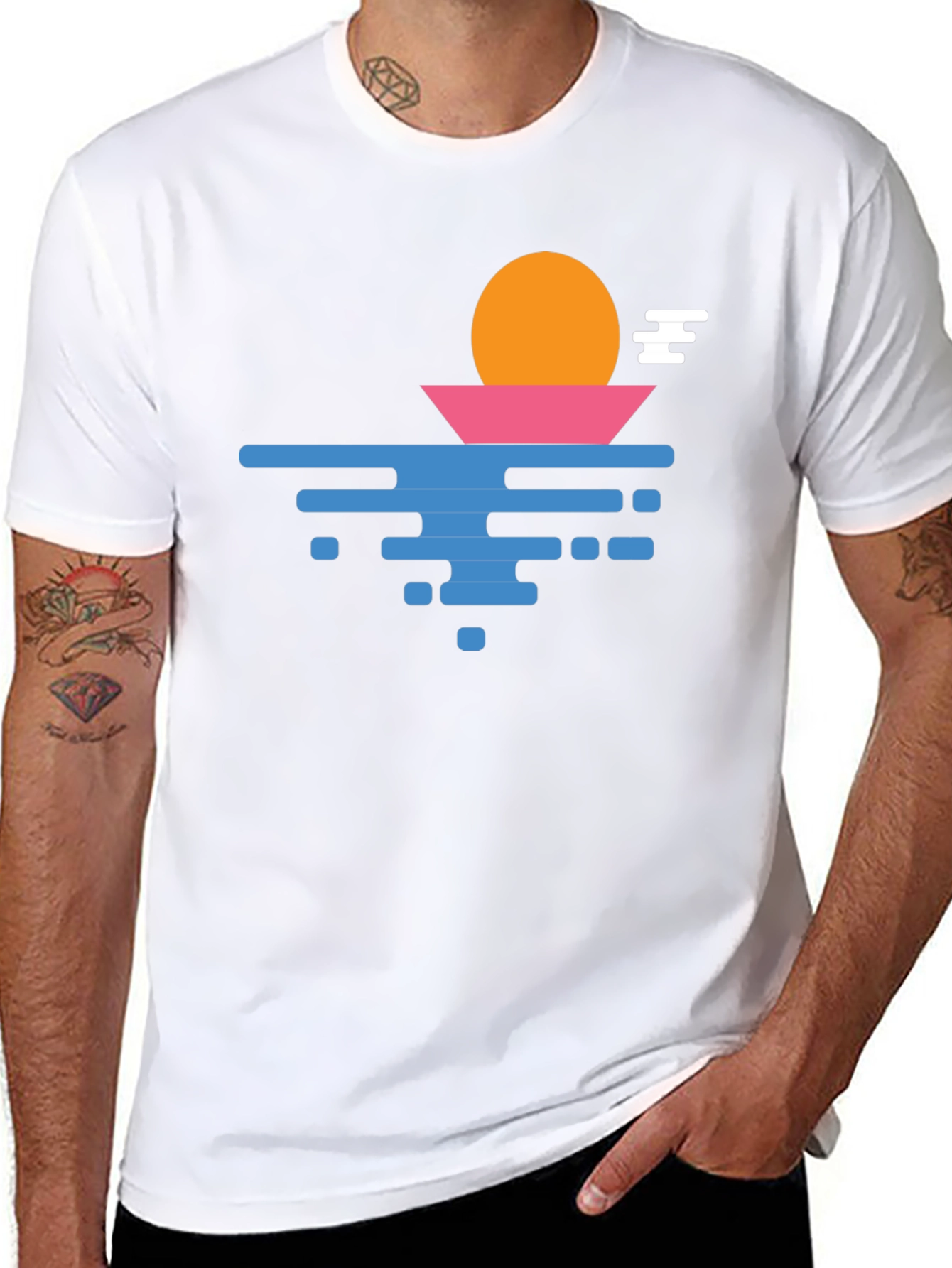 Sunset Graphic Tee - Retro Style Cotton T-Shirt
