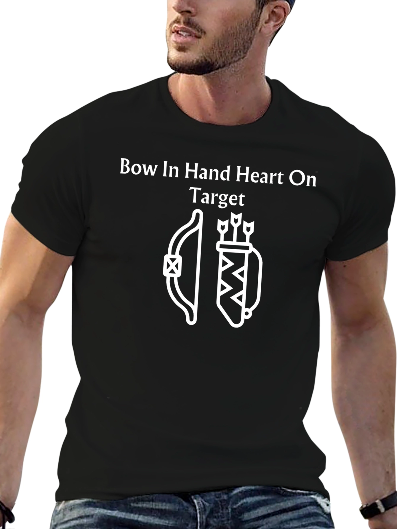 Archery T-Shirt - Bow In Hand Heart on Target