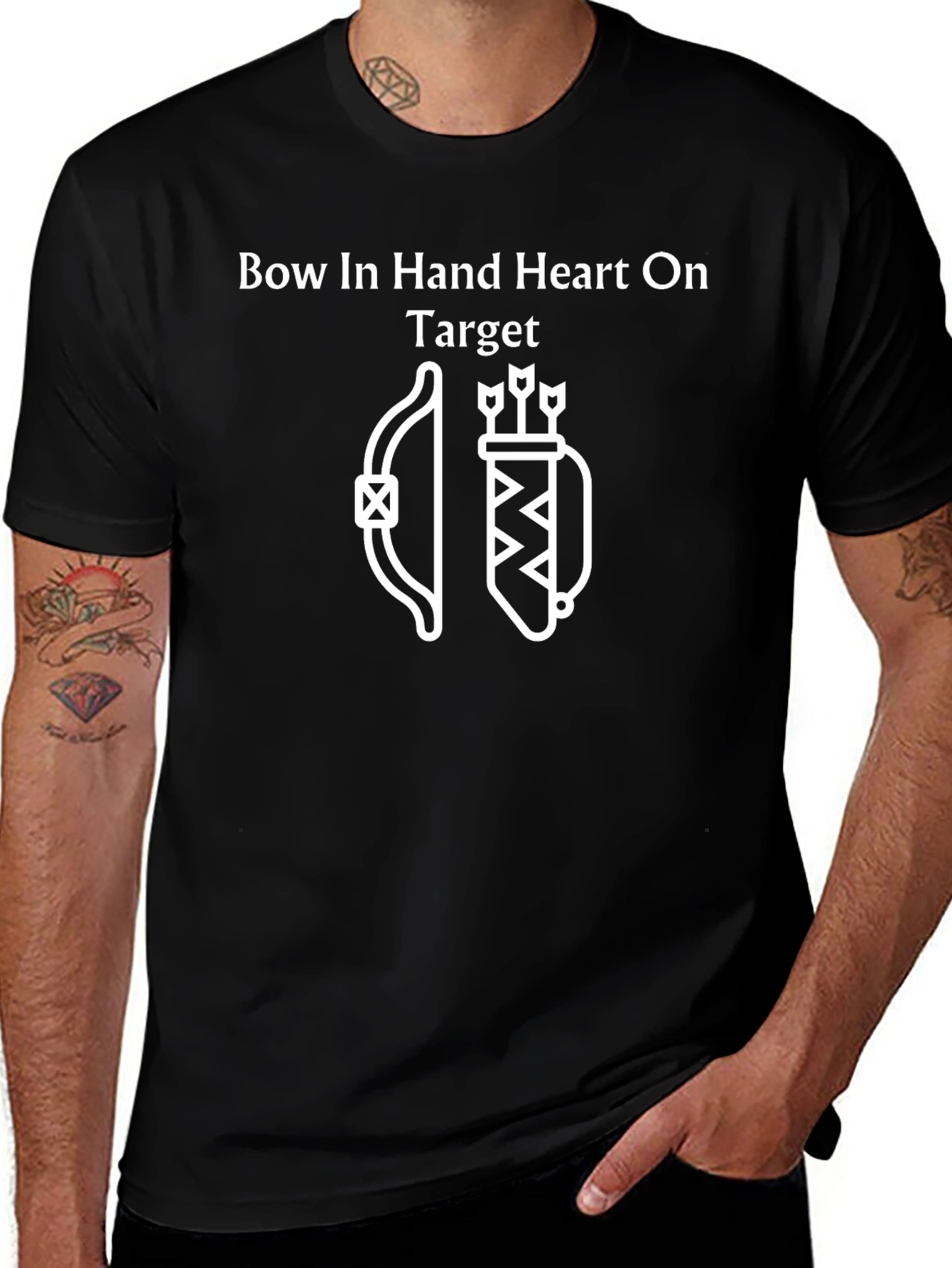 Archery T-Shirt - Bow In Hand Heart on Target