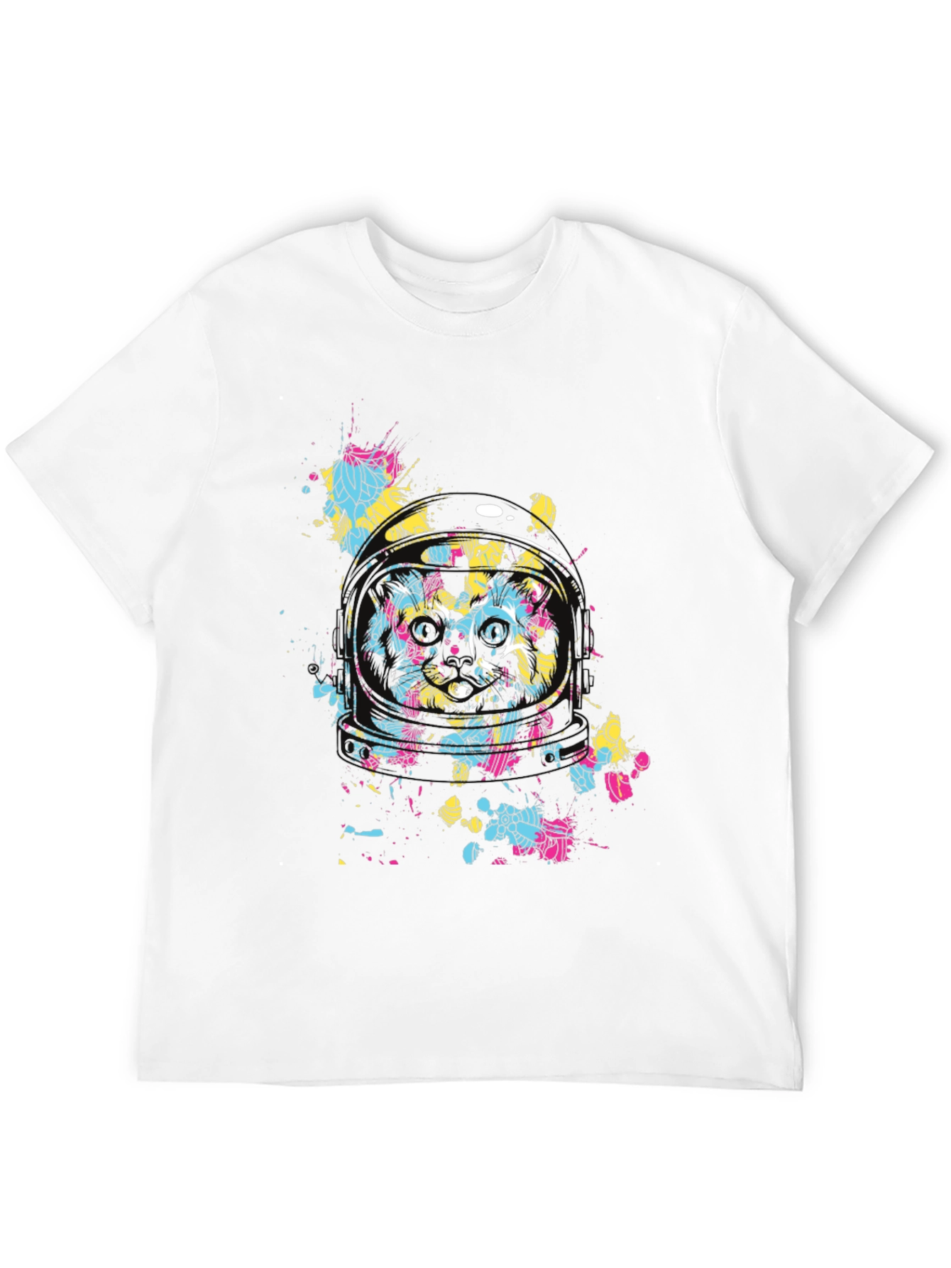 Astronaut Cat Graphic T-Shirt - Mens Black Tee