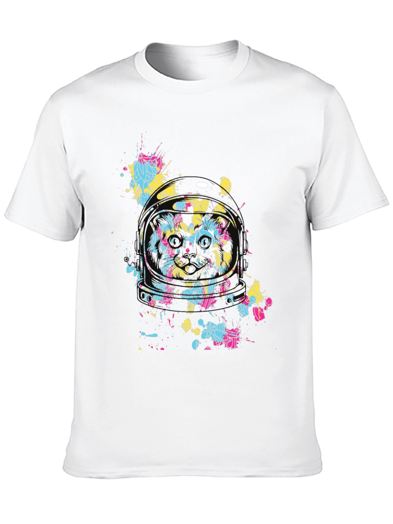 Astronaut Cat Graphic T-Shirt - Mens Black Tee