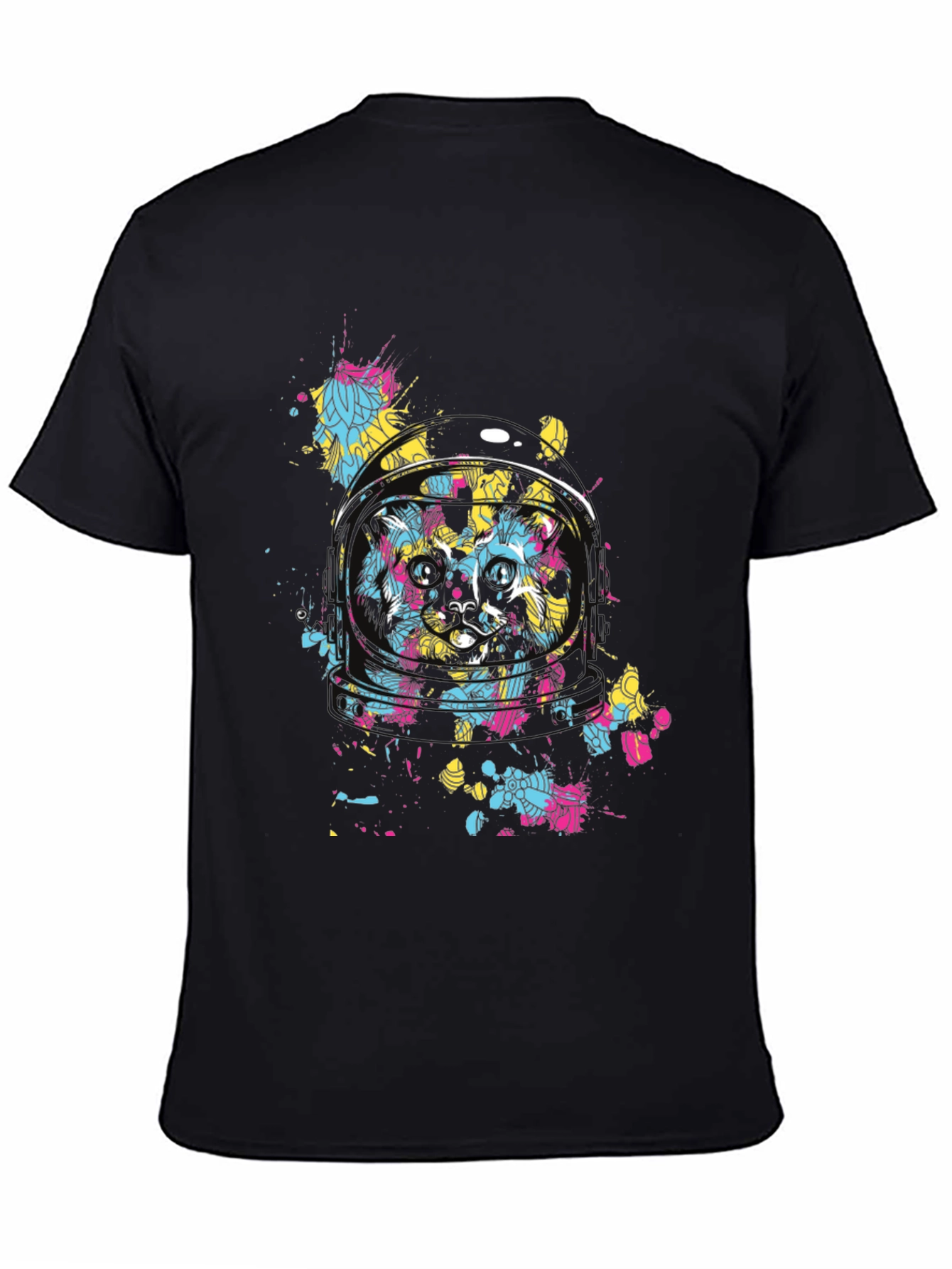 Astronaut Cat Graphic T-Shirt - Mens Black Tee