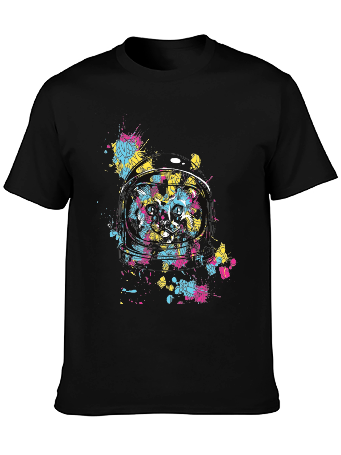 Astronaut Cat Graphic T-Shirt - Mens Black Tee