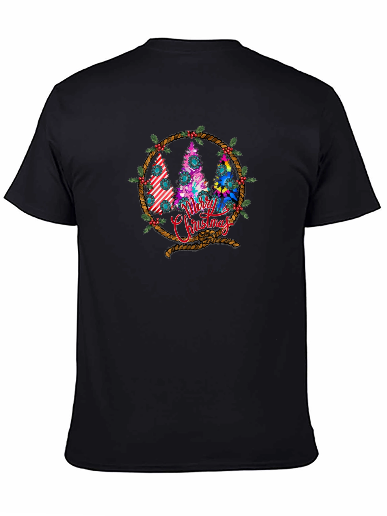 Merry Christmas Tree Wreath Graphic T-Shirt