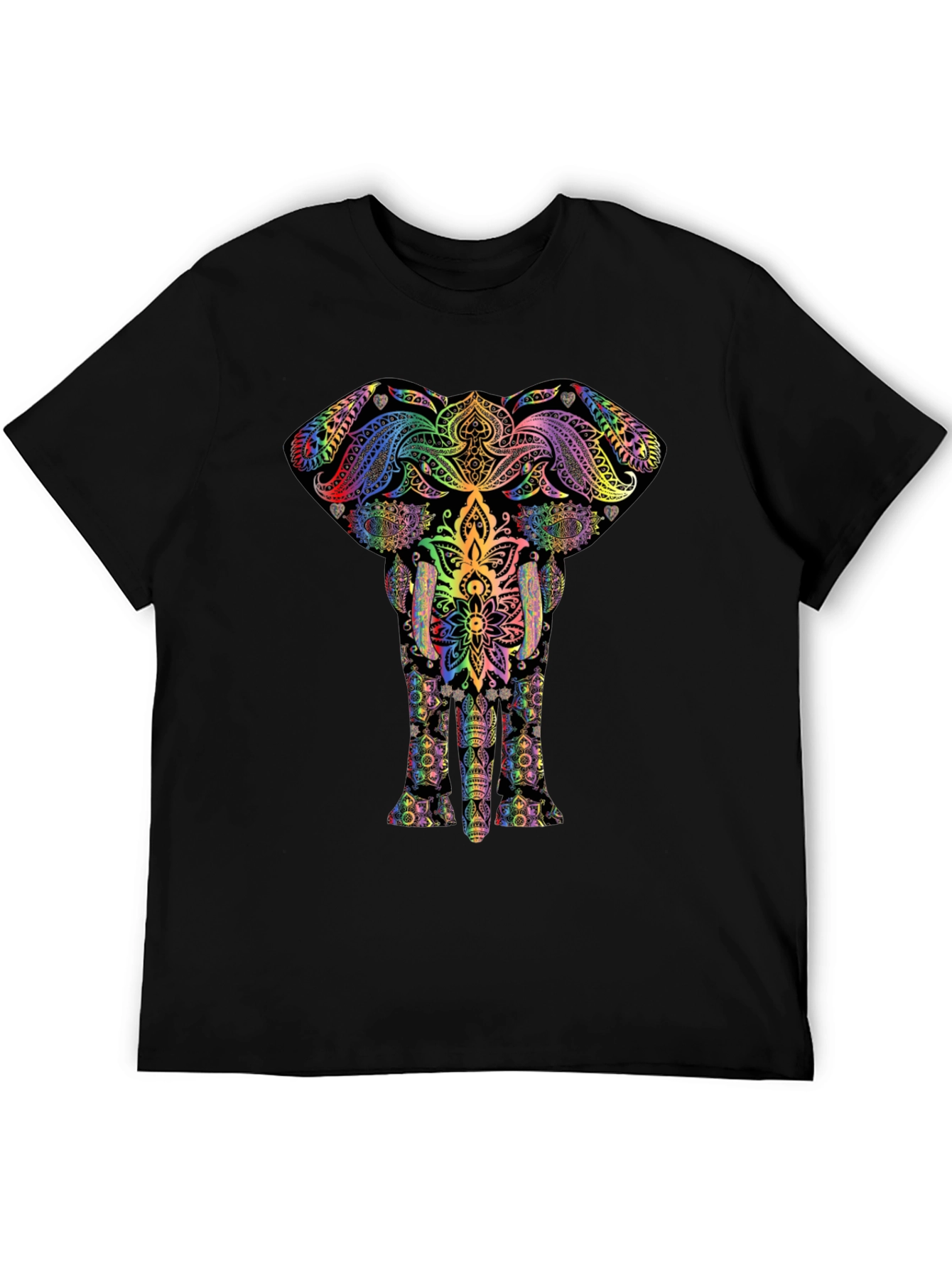 Psychedelic Elephant Graphic Tee - Black
