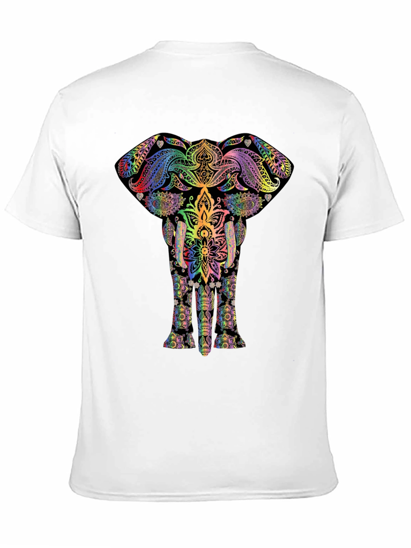 Psychedelic Elephant Graphic Tee - Black