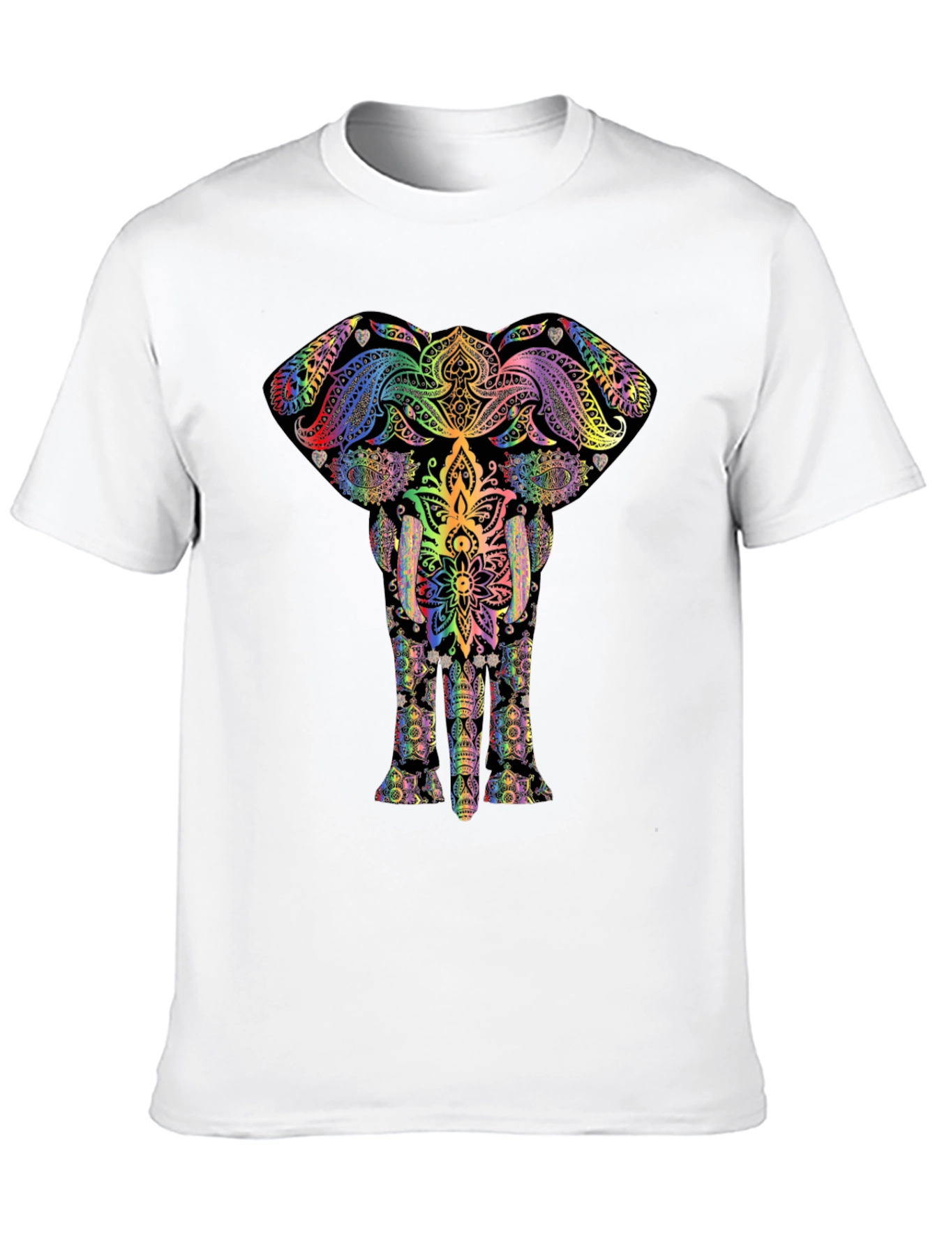 Psychedelic Elephant Graphic Tee - Black