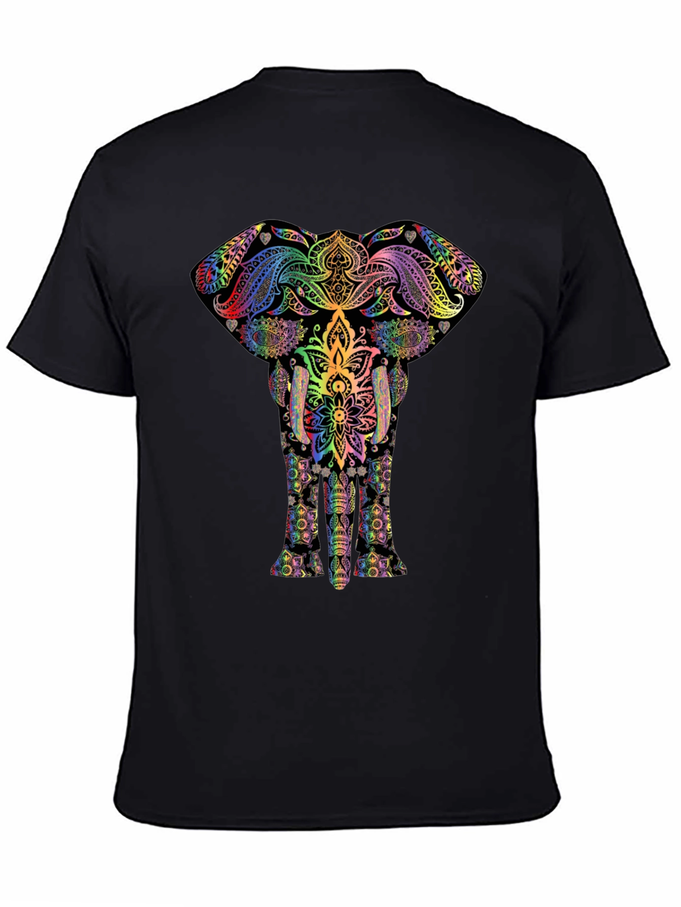 Psychedelic Elephant Graphic Tee - Black