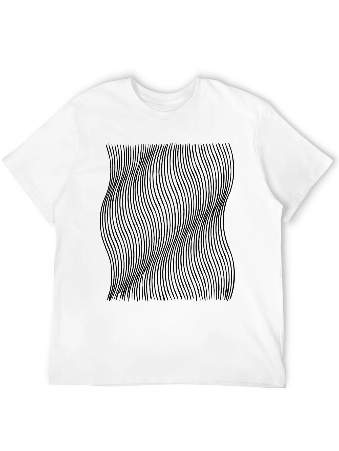 Optical Illusion Black T-Shirt - Wavy Lines Design