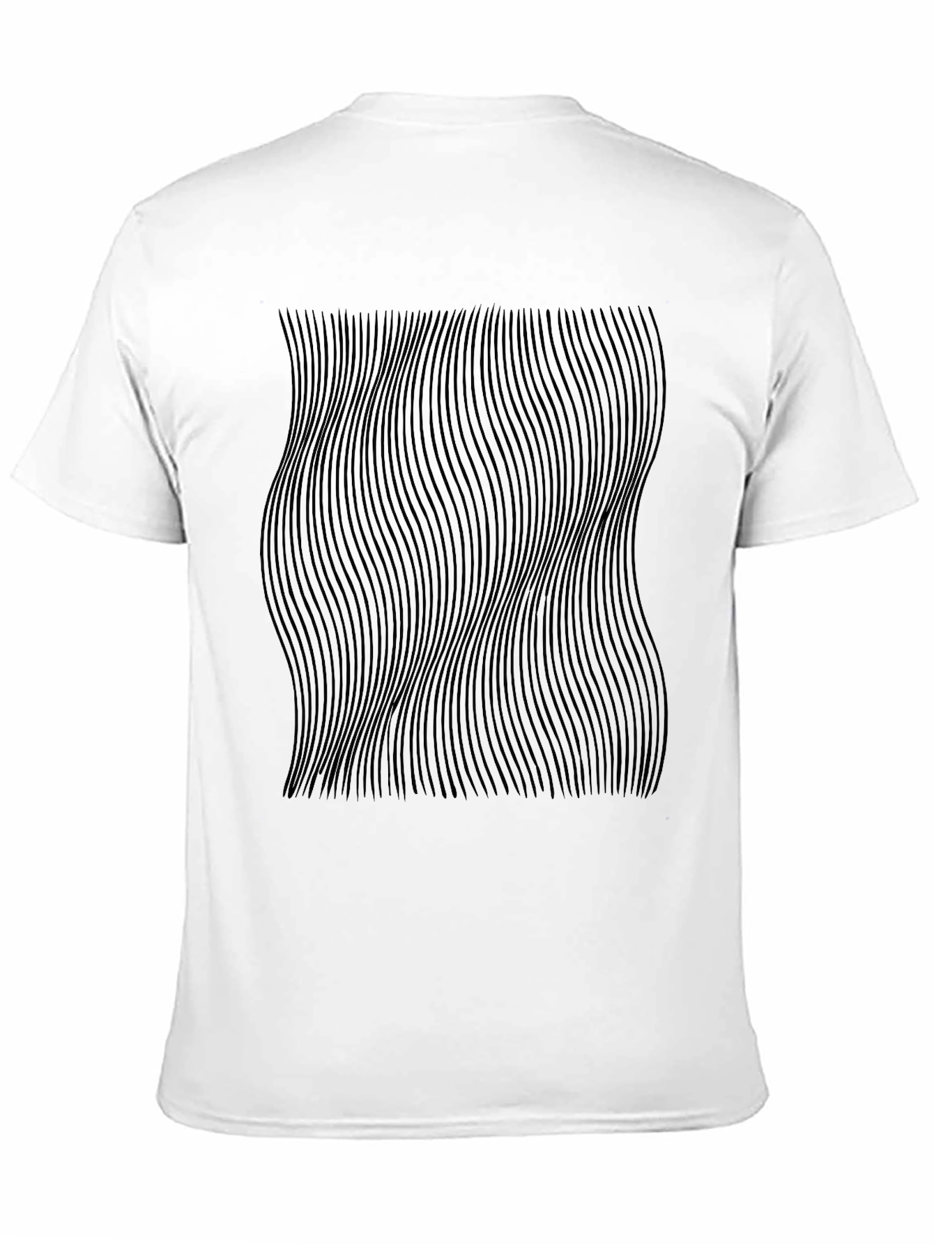 Optical Illusion Black T-Shirt - Wavy Lines Design