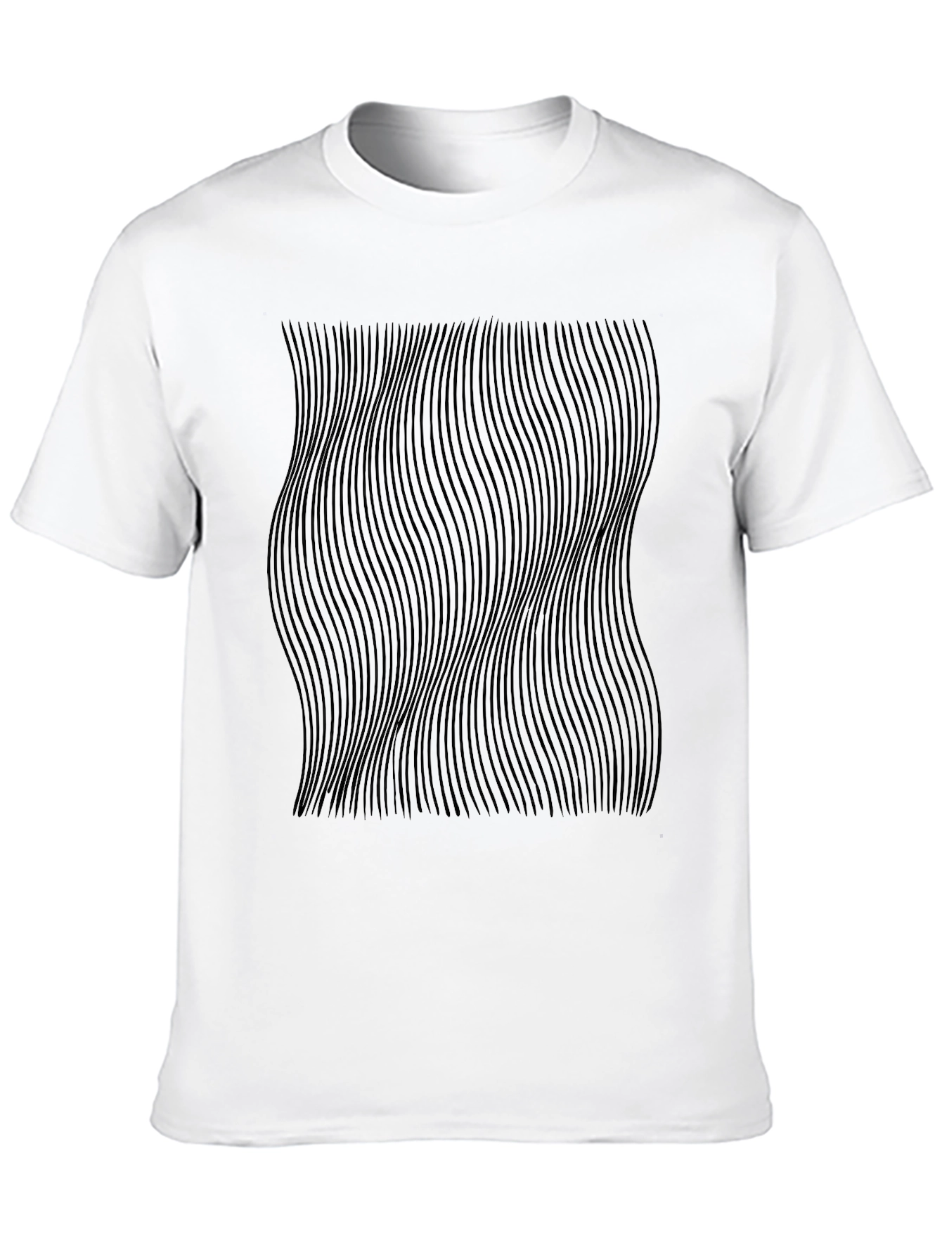 Optical Illusion Black T-Shirt - Wavy Lines Design