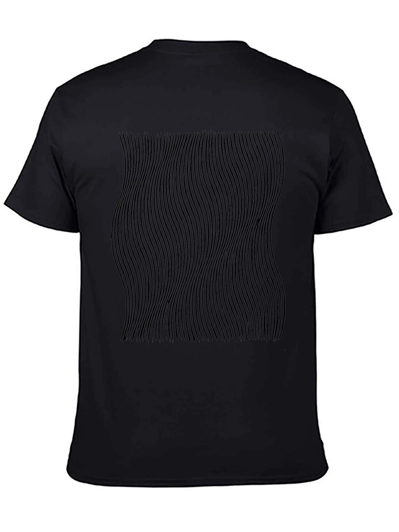 Optical Illusion Black T-Shirt - Wavy Lines Design