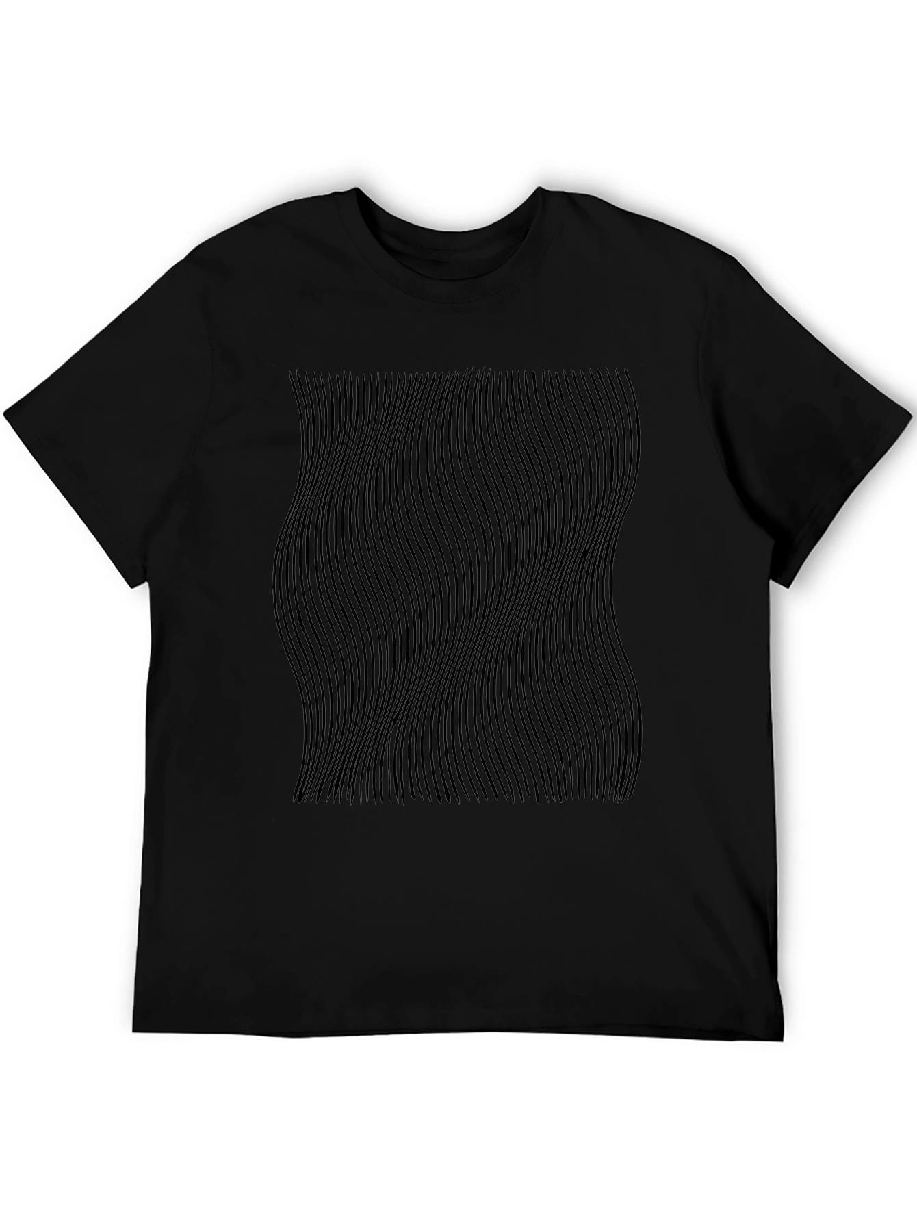 Optical Illusion Black T-Shirt - Wavy Lines Design