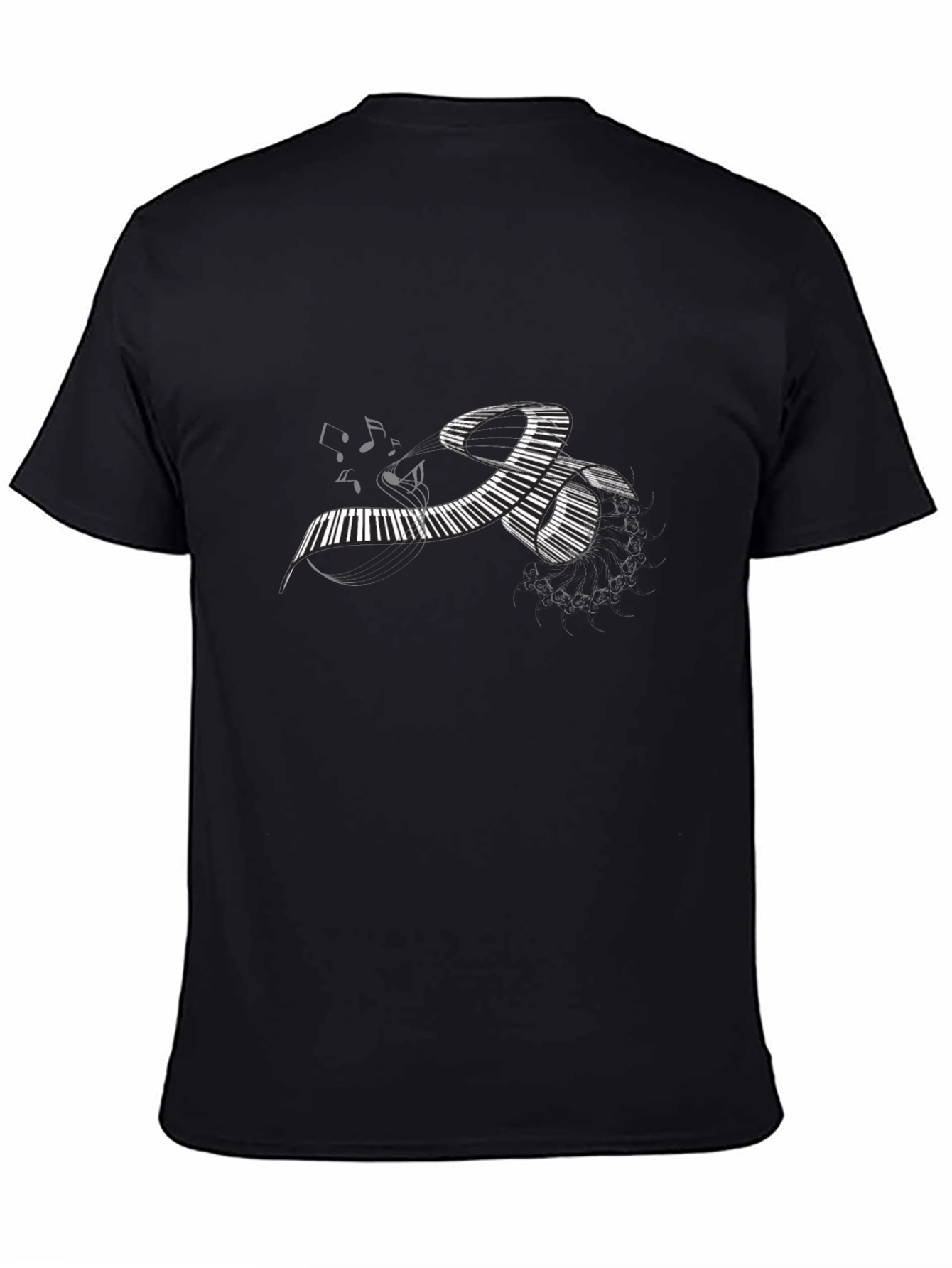 Piano Keys Music Notes Black T-Shirt