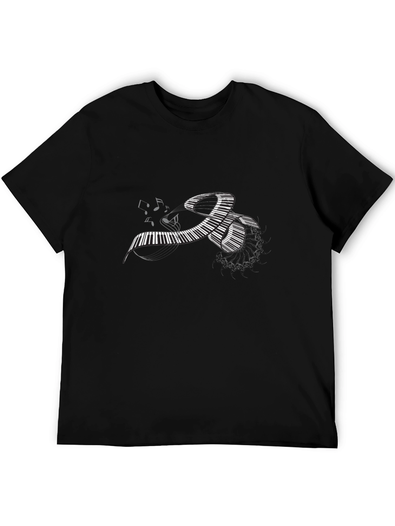 Piano Keys Music Notes Black T-Shirt