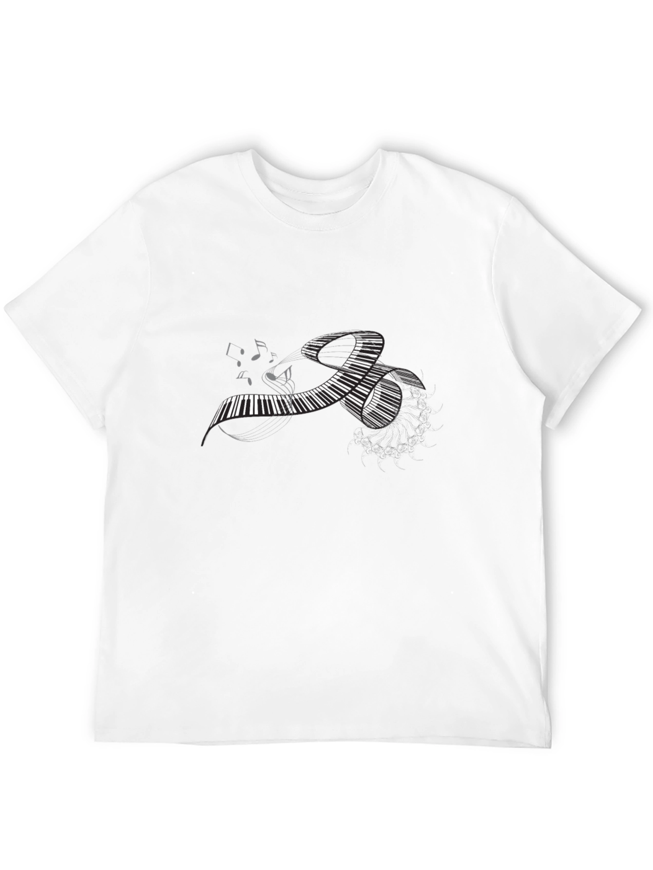 Piano Keys Music Notes Black T-Shirt