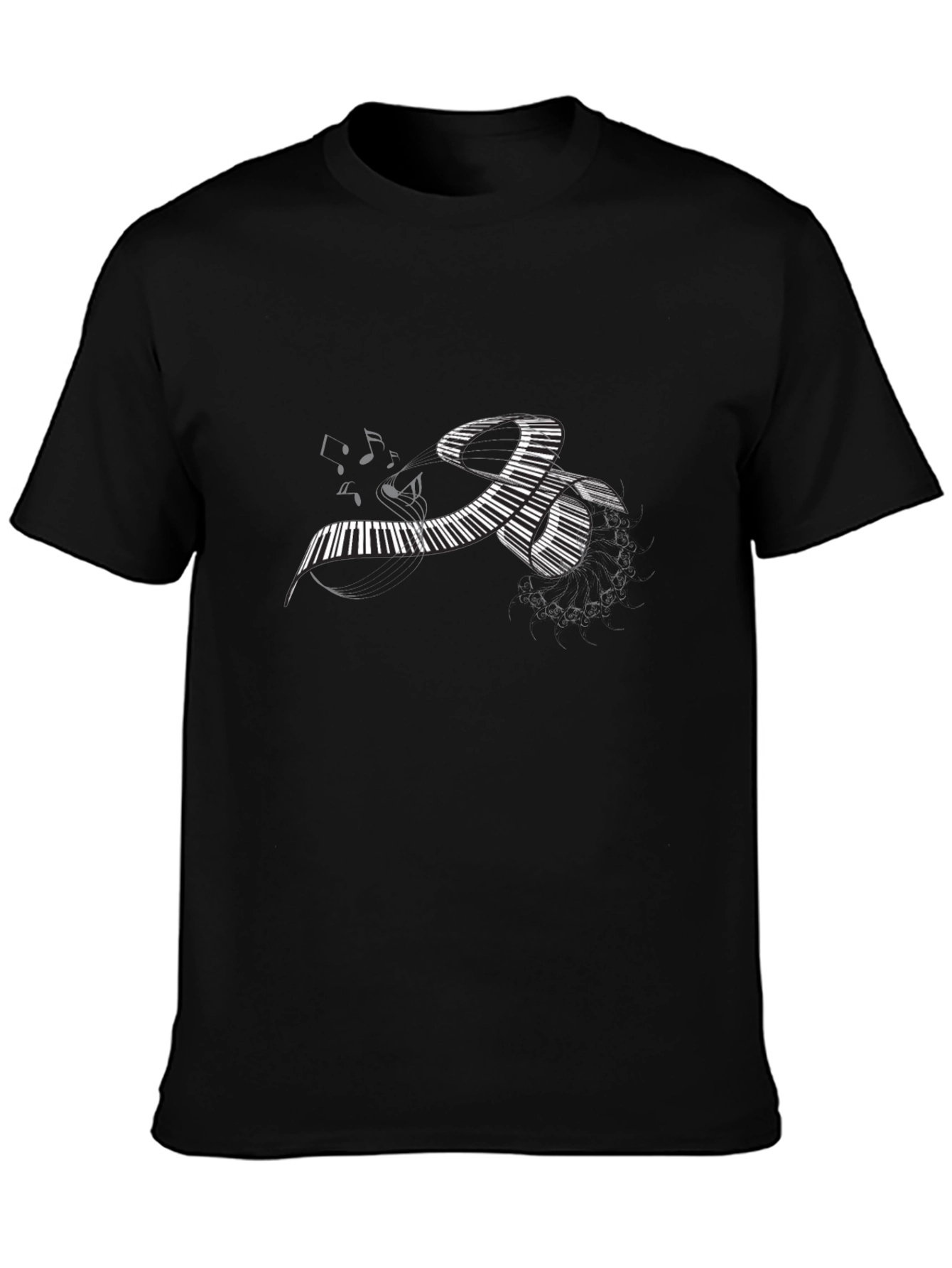 Piano Keys Music Notes Black T-Shirt