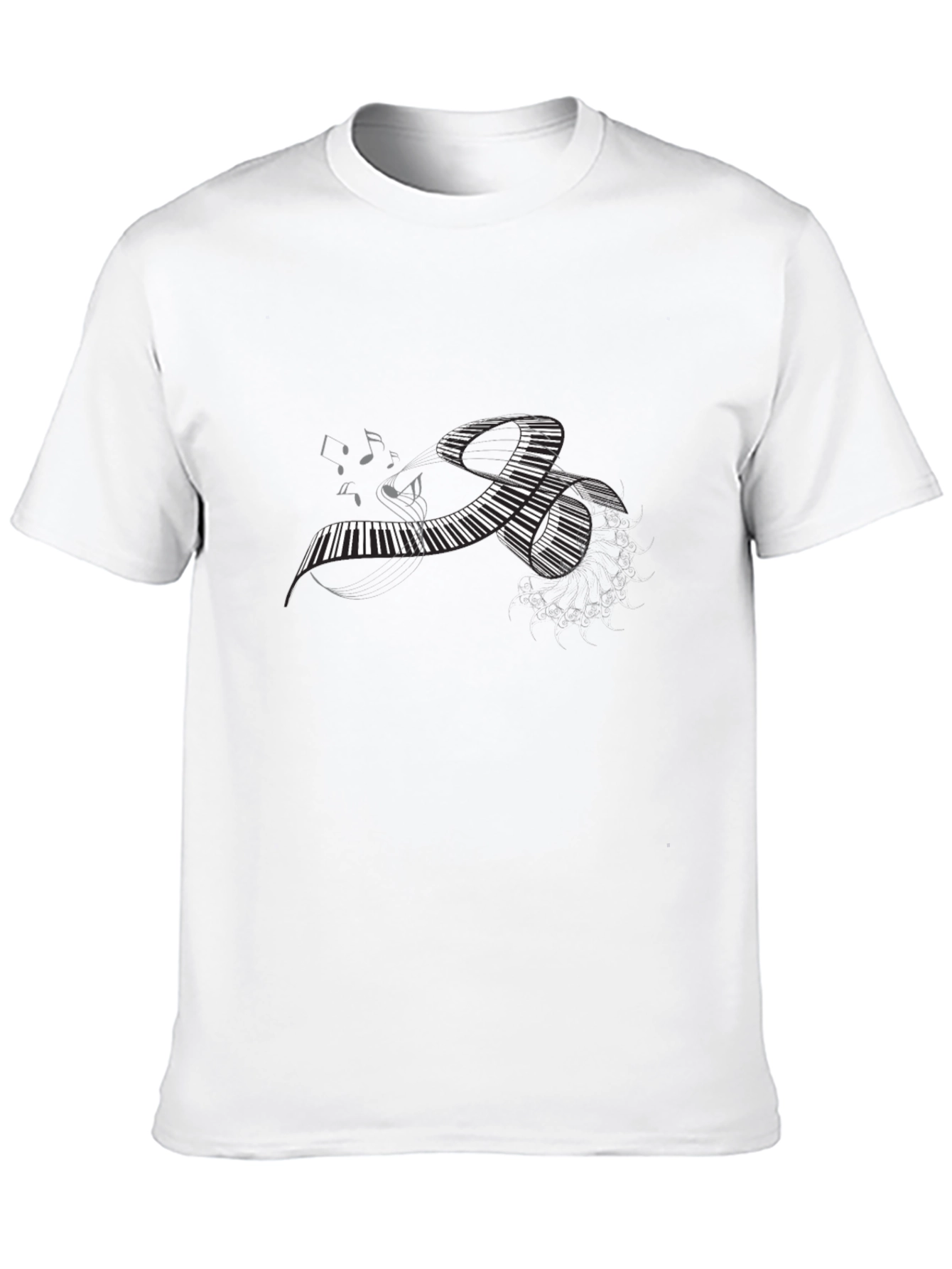 Piano Keys Music Notes Black T-Shirt