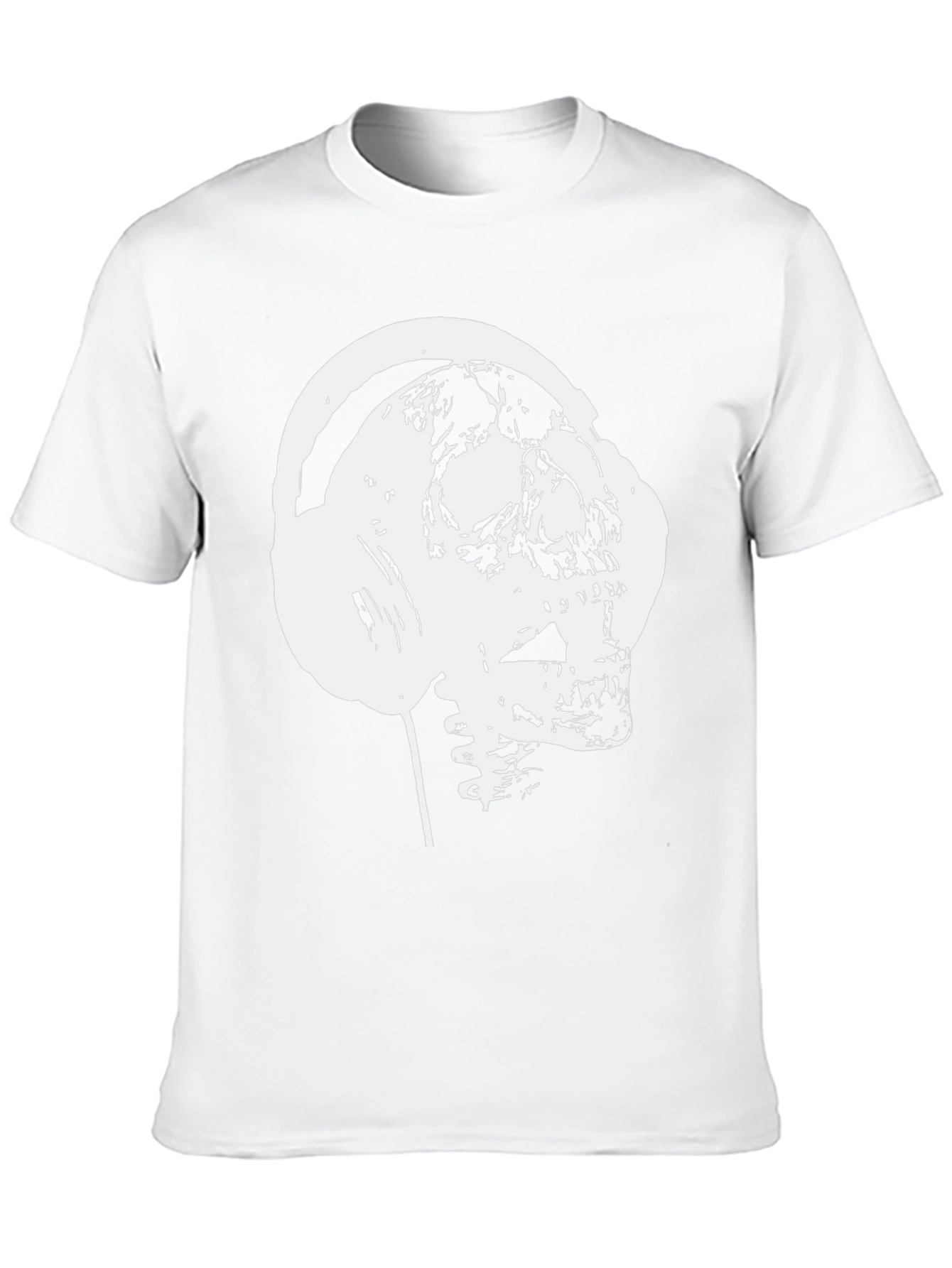 Skull Headphones Graphic Tee - Black Cotton T-Shirt