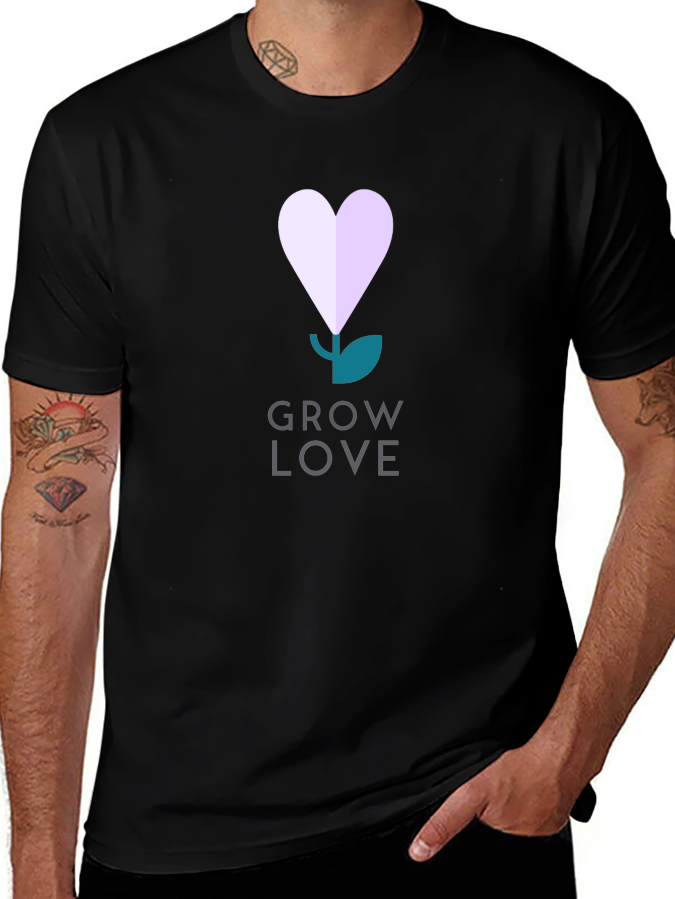 Grow Love Graphic Tee - Black Cotton T-Shirt