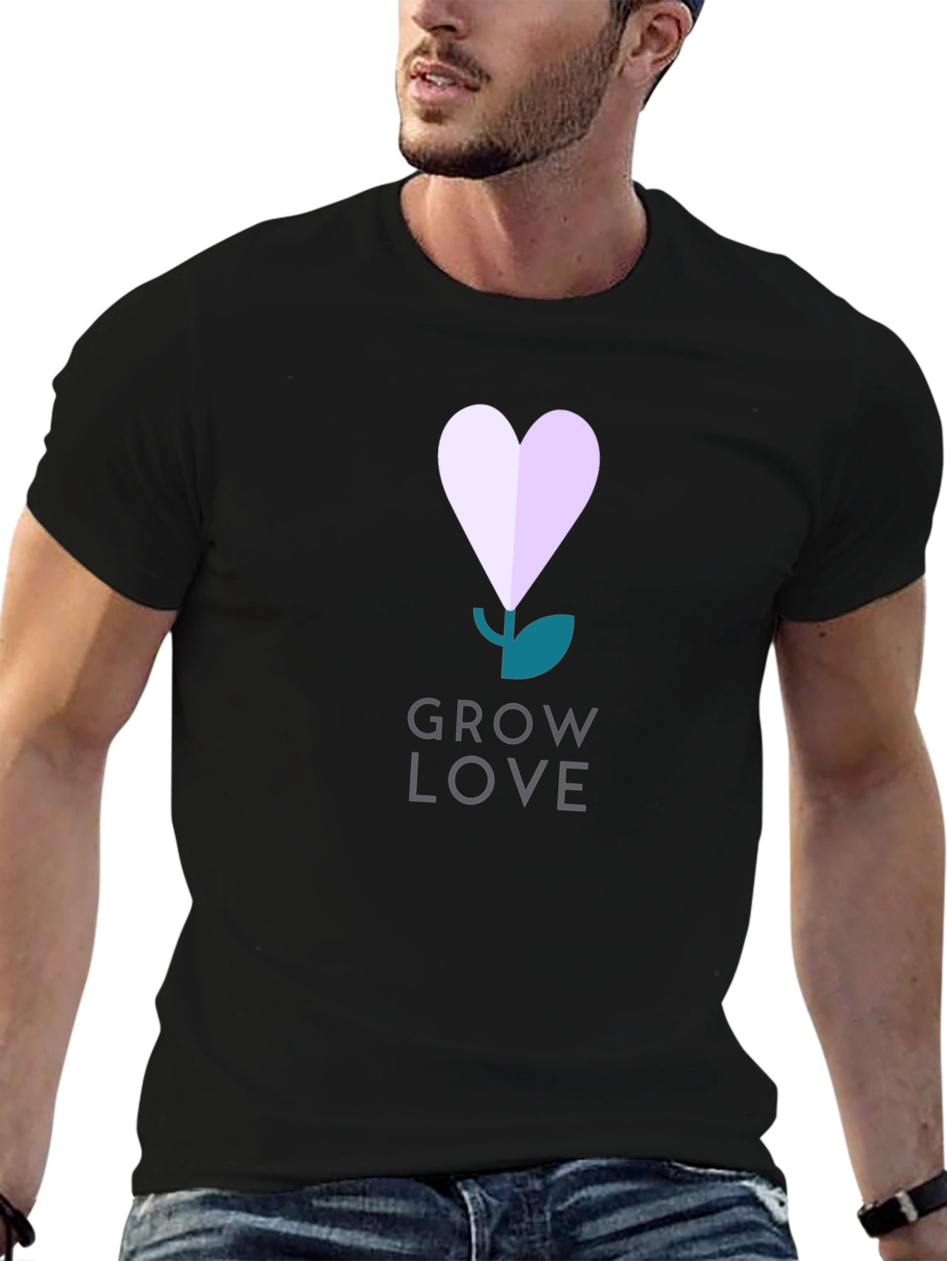 Grow Love Graphic Tee - Black Cotton T-Shirt