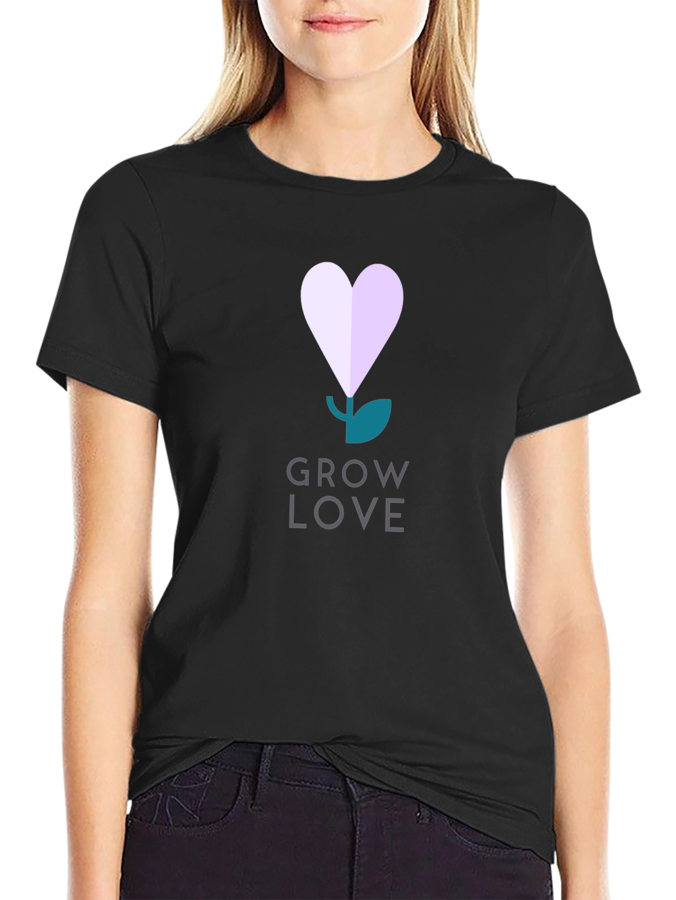 Grow Love Graphic Tee - Black Cotton T-Shirt