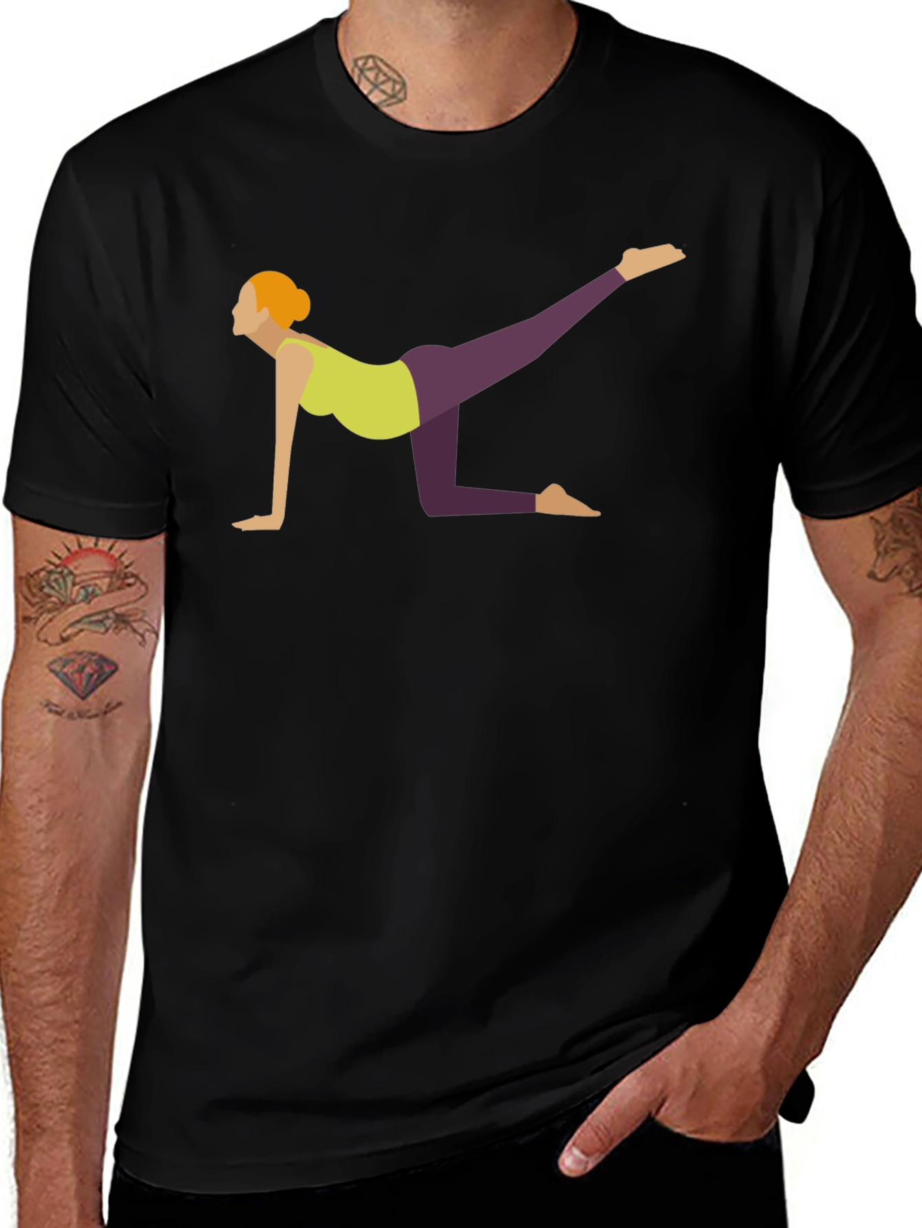 Yoga Pose Graphic Tee - Black