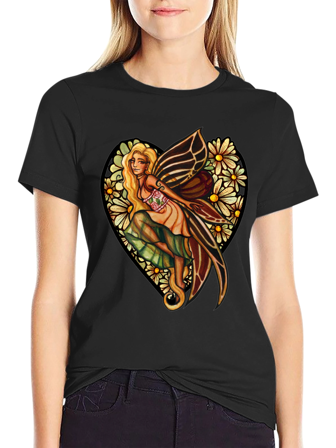 Fairy & Flowers Heart Graphic Tee
