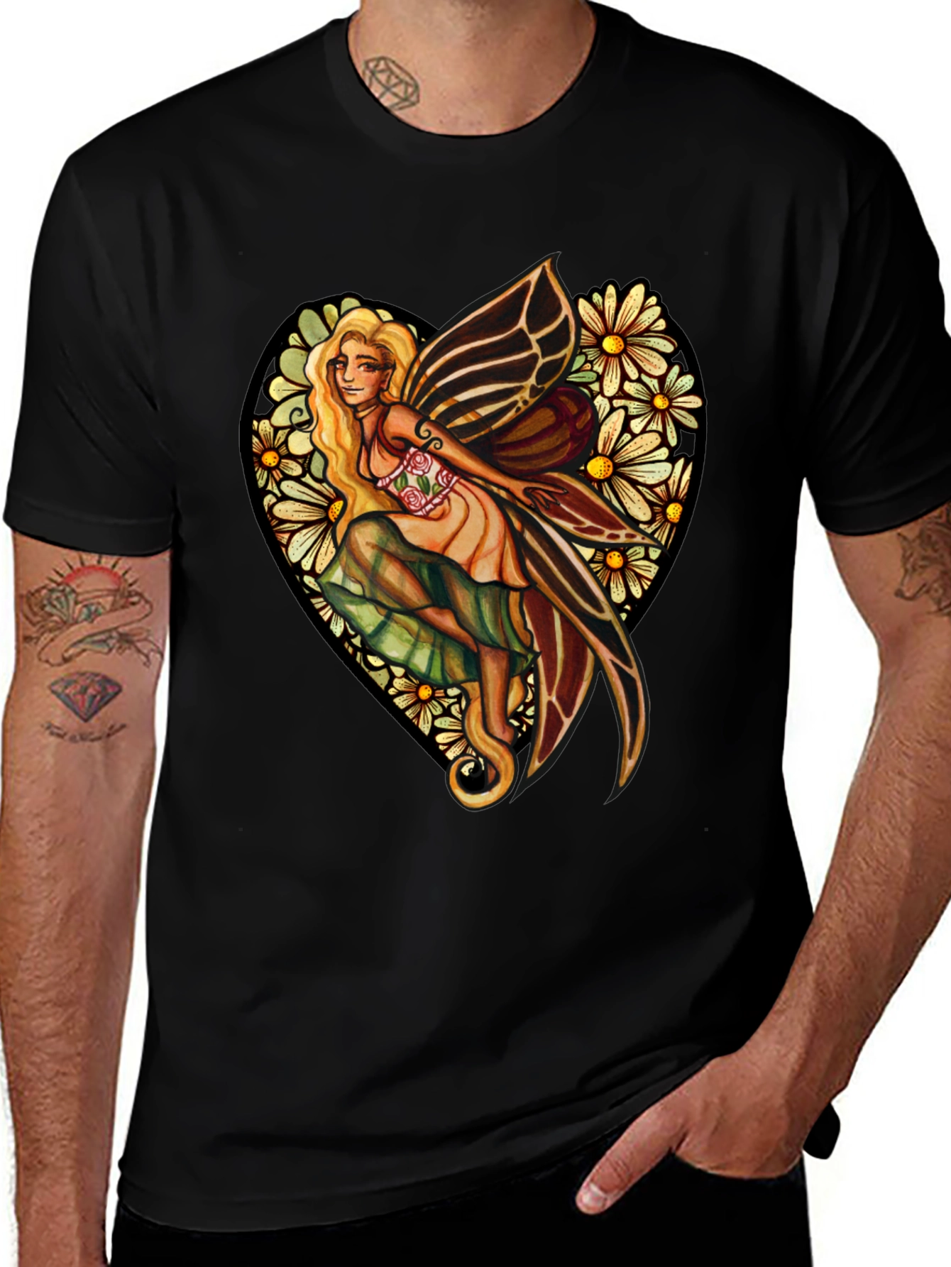 Fairy & Flowers Heart Graphic Tee