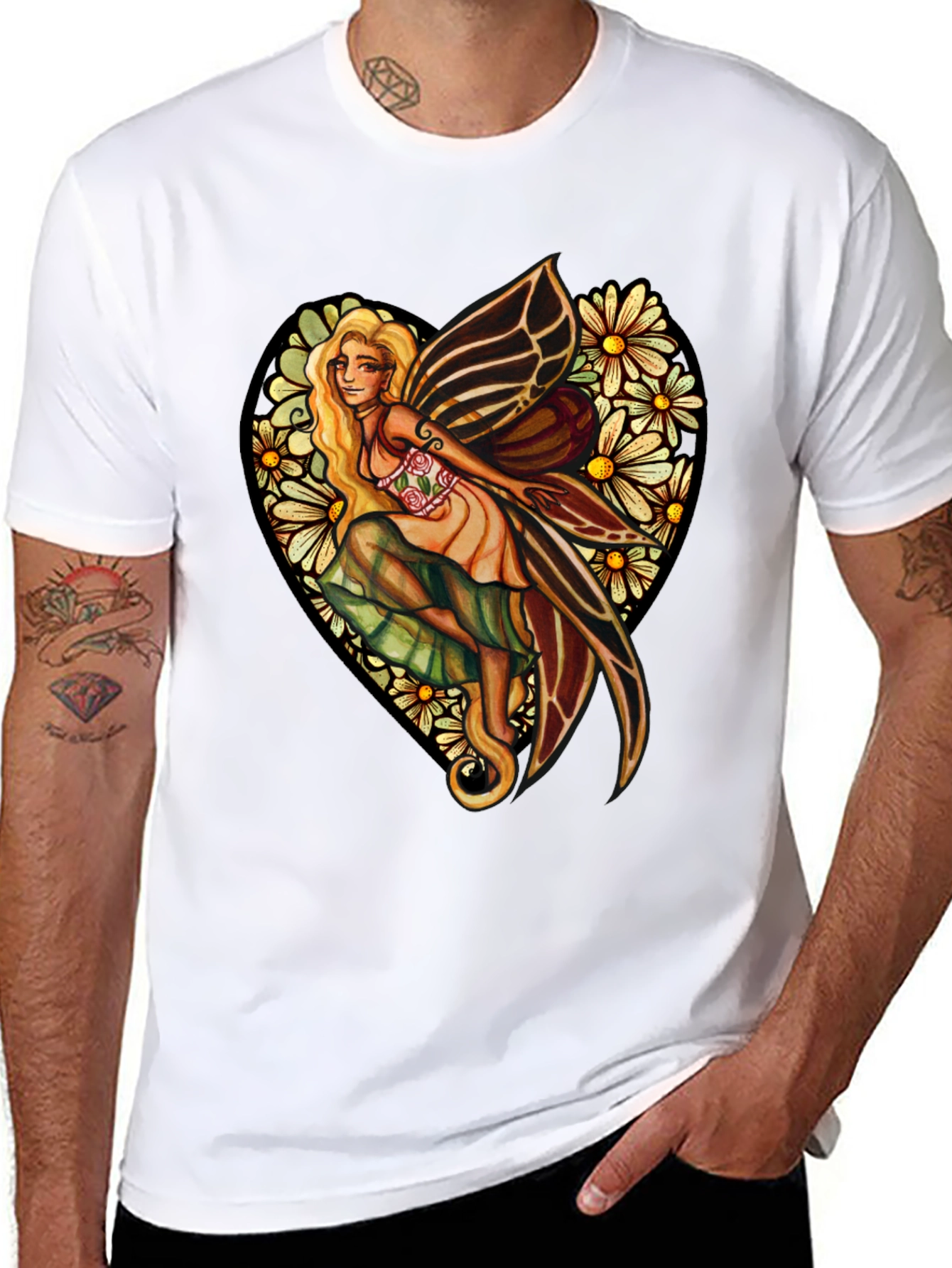 Fairy & Flowers Heart Graphic Tee