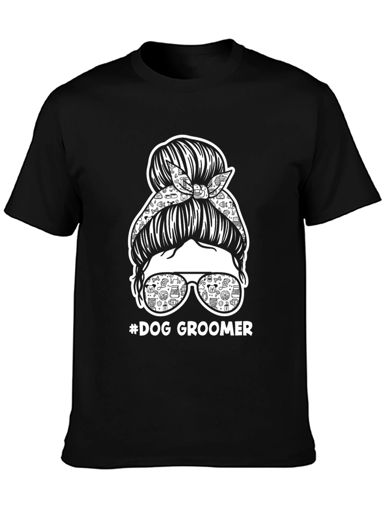 Dog Groomer Messy Bun T-Shirt