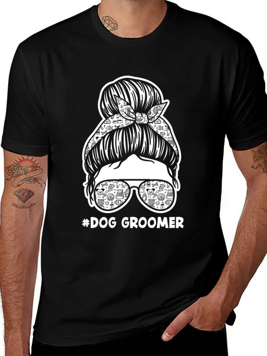 Dog Groomer Messy Bun T-Shirt