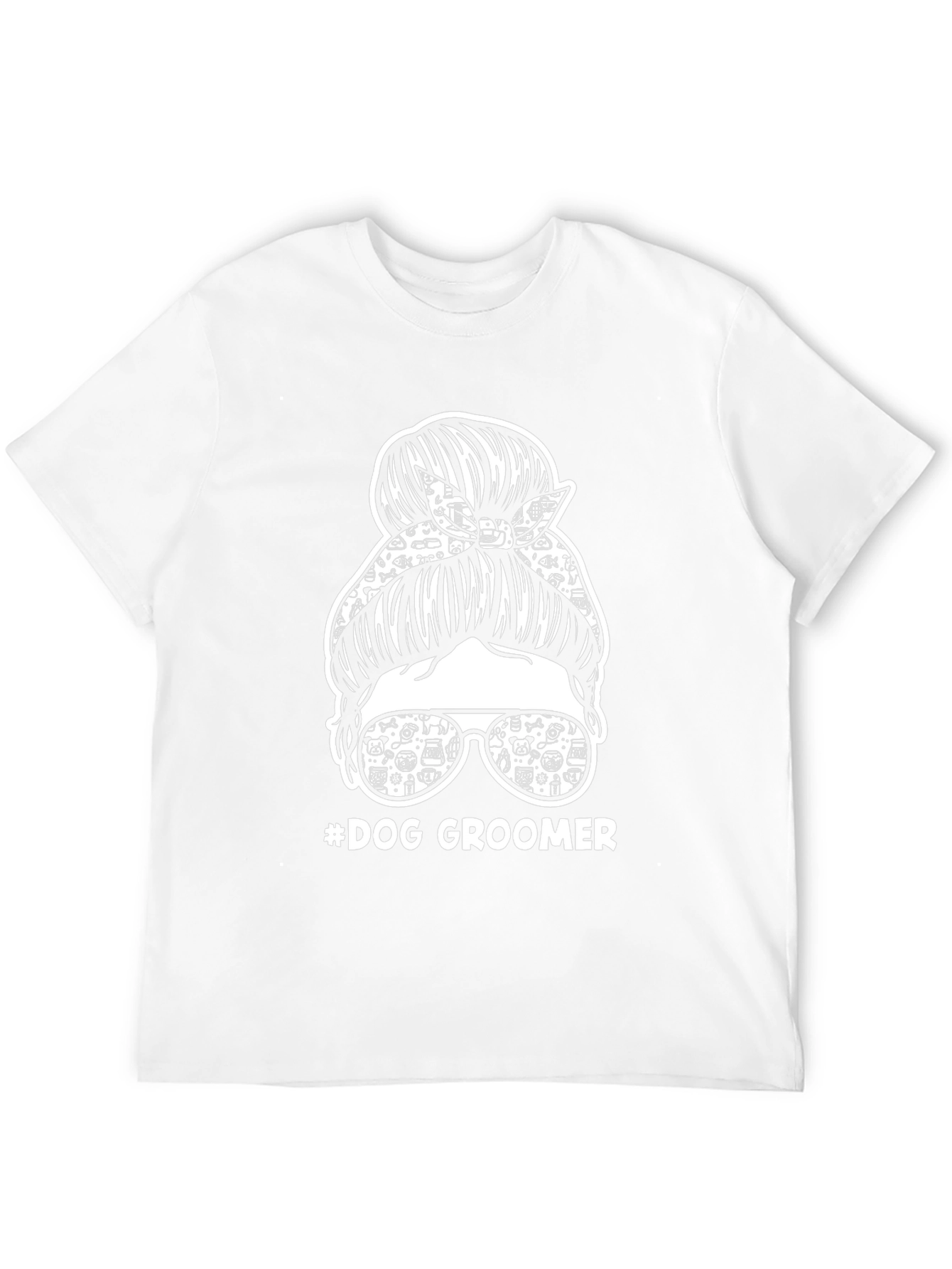 Dog Groomer Messy Bun T-Shirt