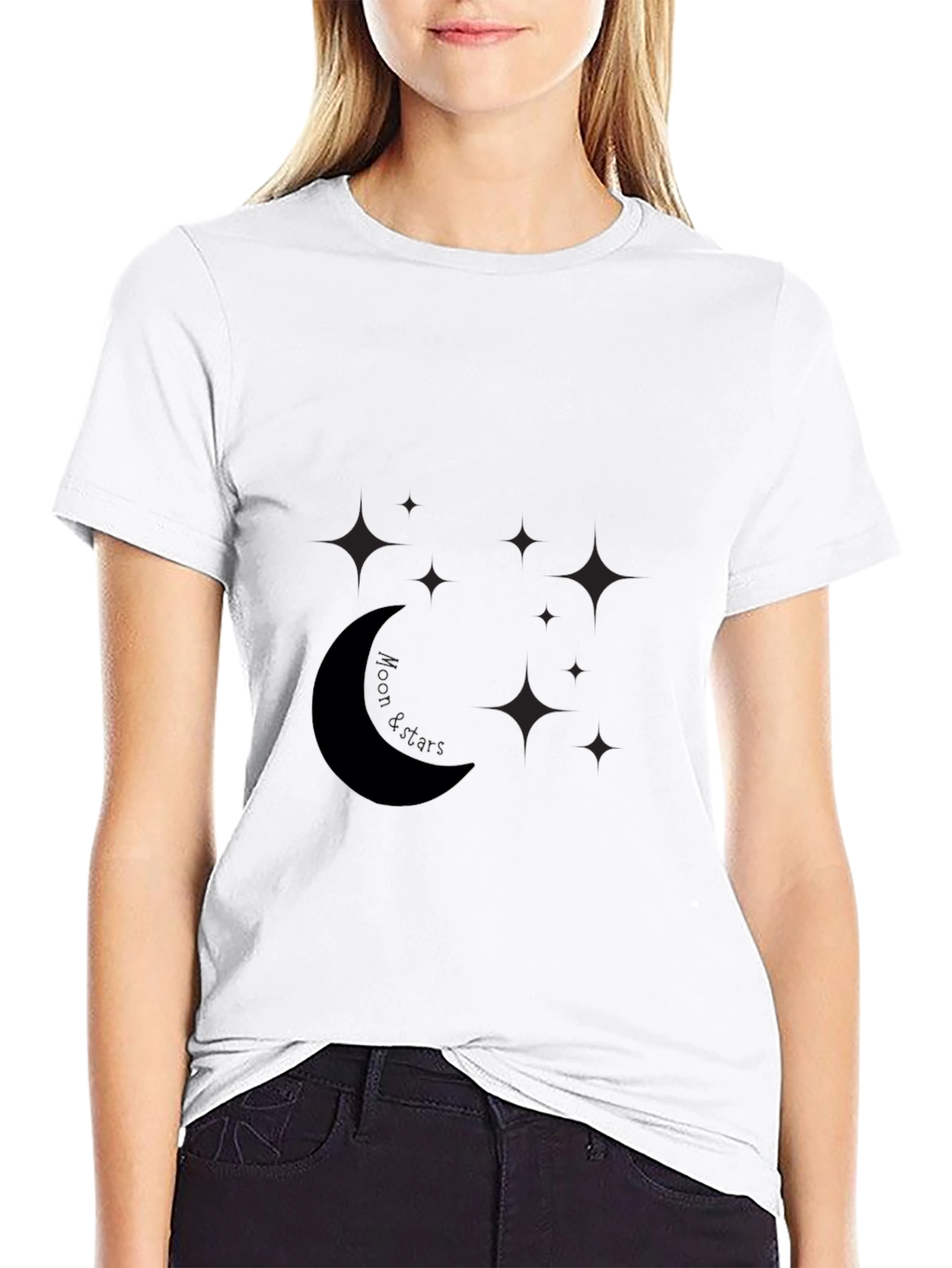 Mens Black Moon & Stars Graphic Tee