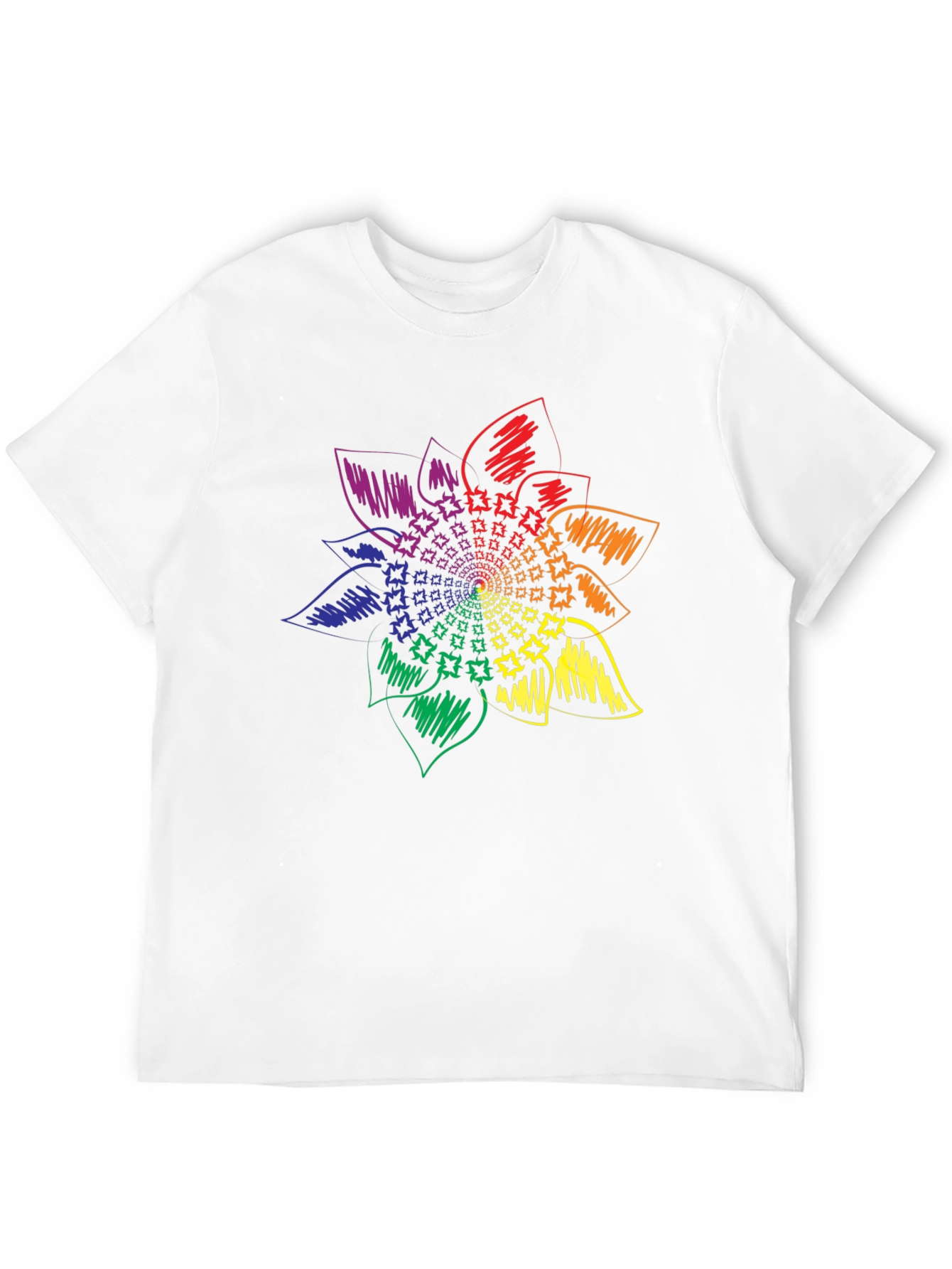 Rainbow Flower Graphic Tee - Stylish Black T-Shirt