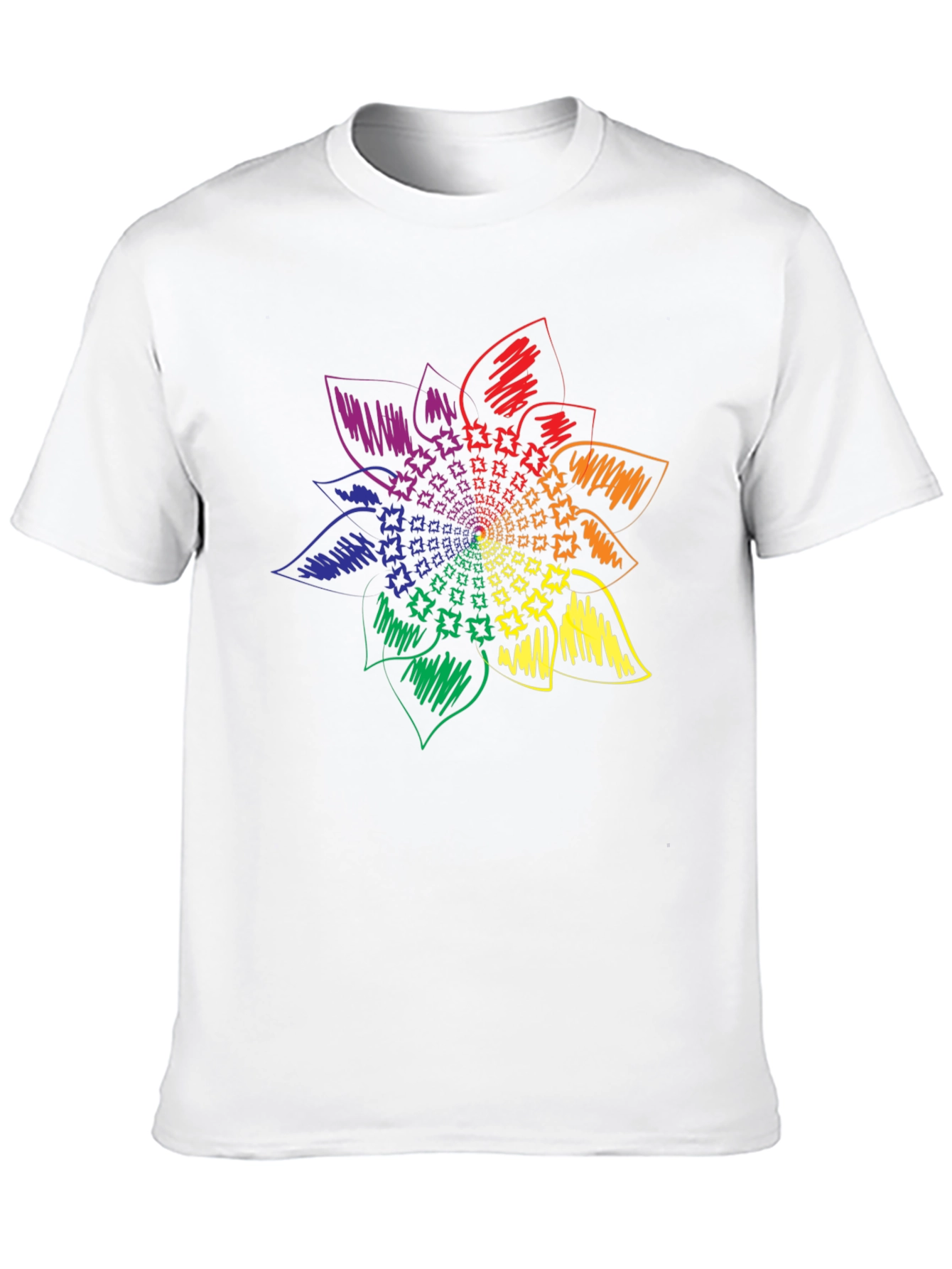 Rainbow Flower Graphic Tee - Stylish Black T-Shirt
