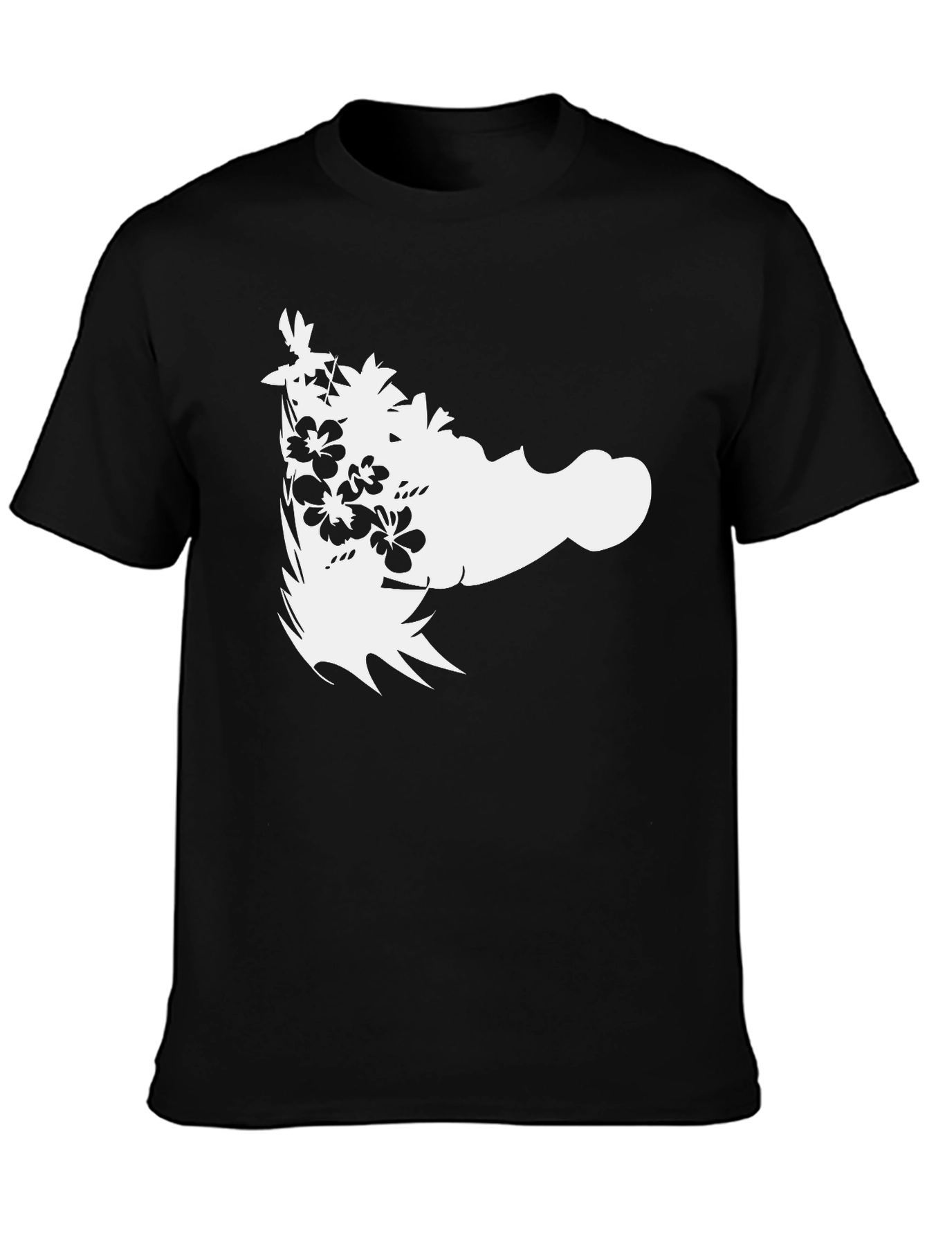 Floral Island Style Black Graphic Tee
