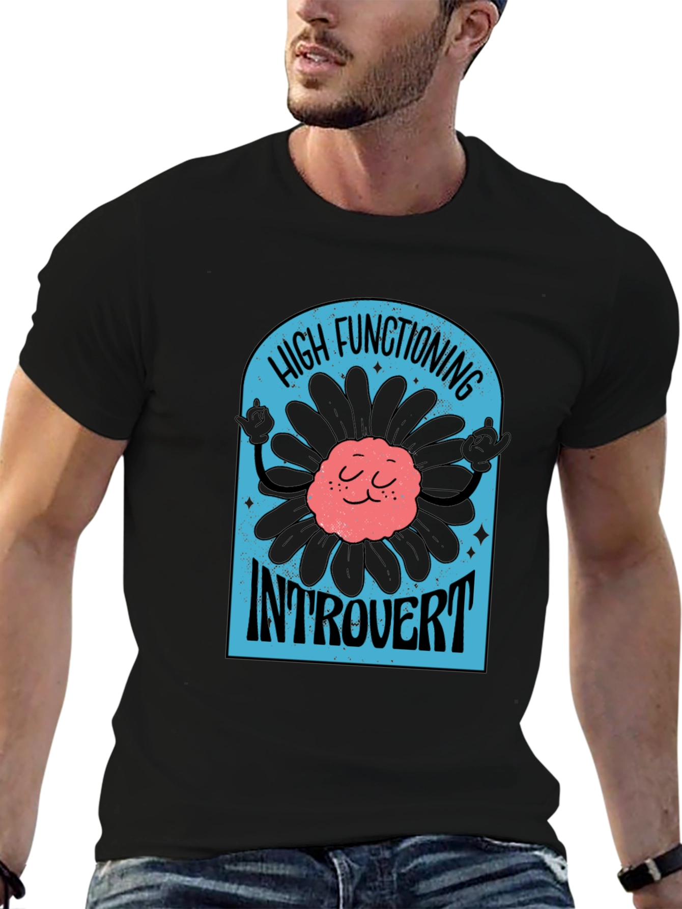 High Functioning Introvert Black T-Shirt
