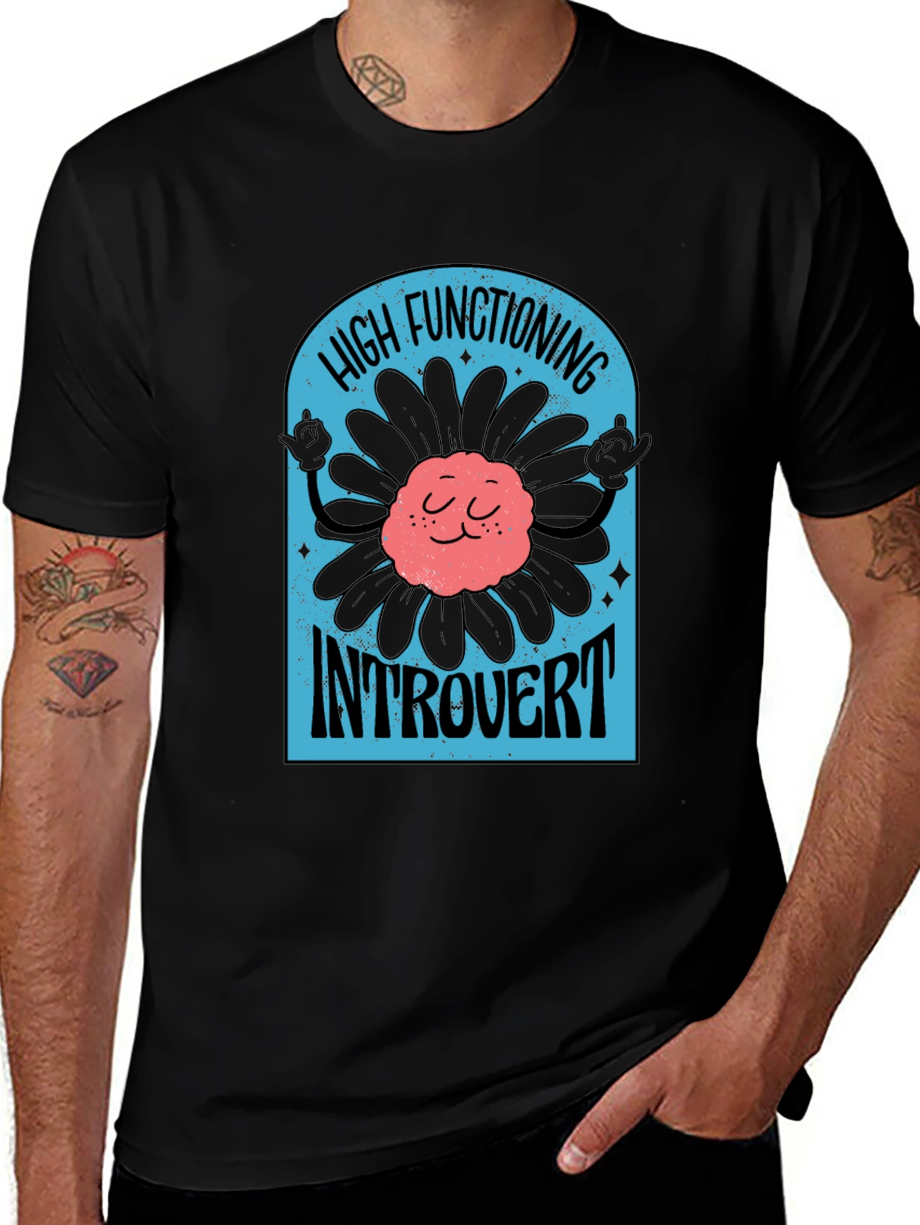 High Functioning Introvert Black T-Shirt