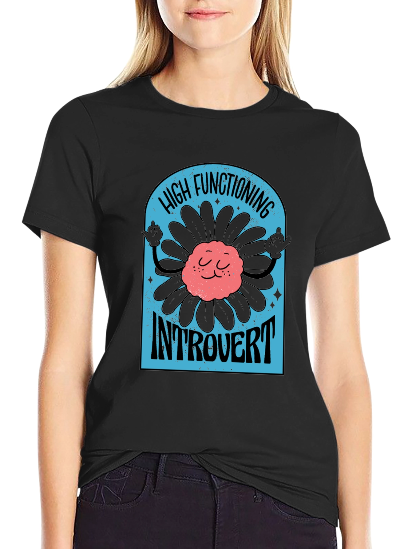 High Functioning Introvert Black T-Shirt