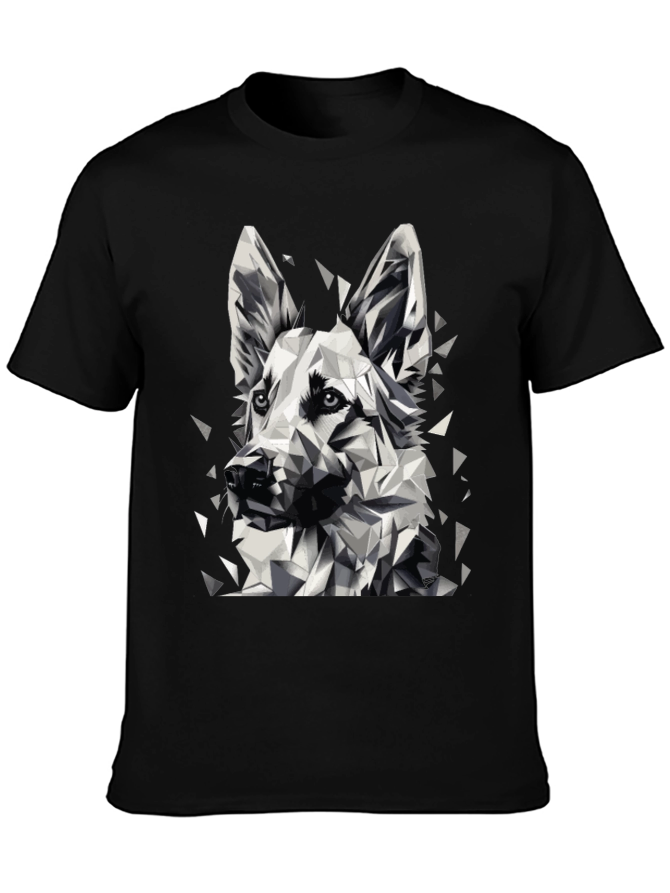 Geometric Dog Graphic Black T-Shirt