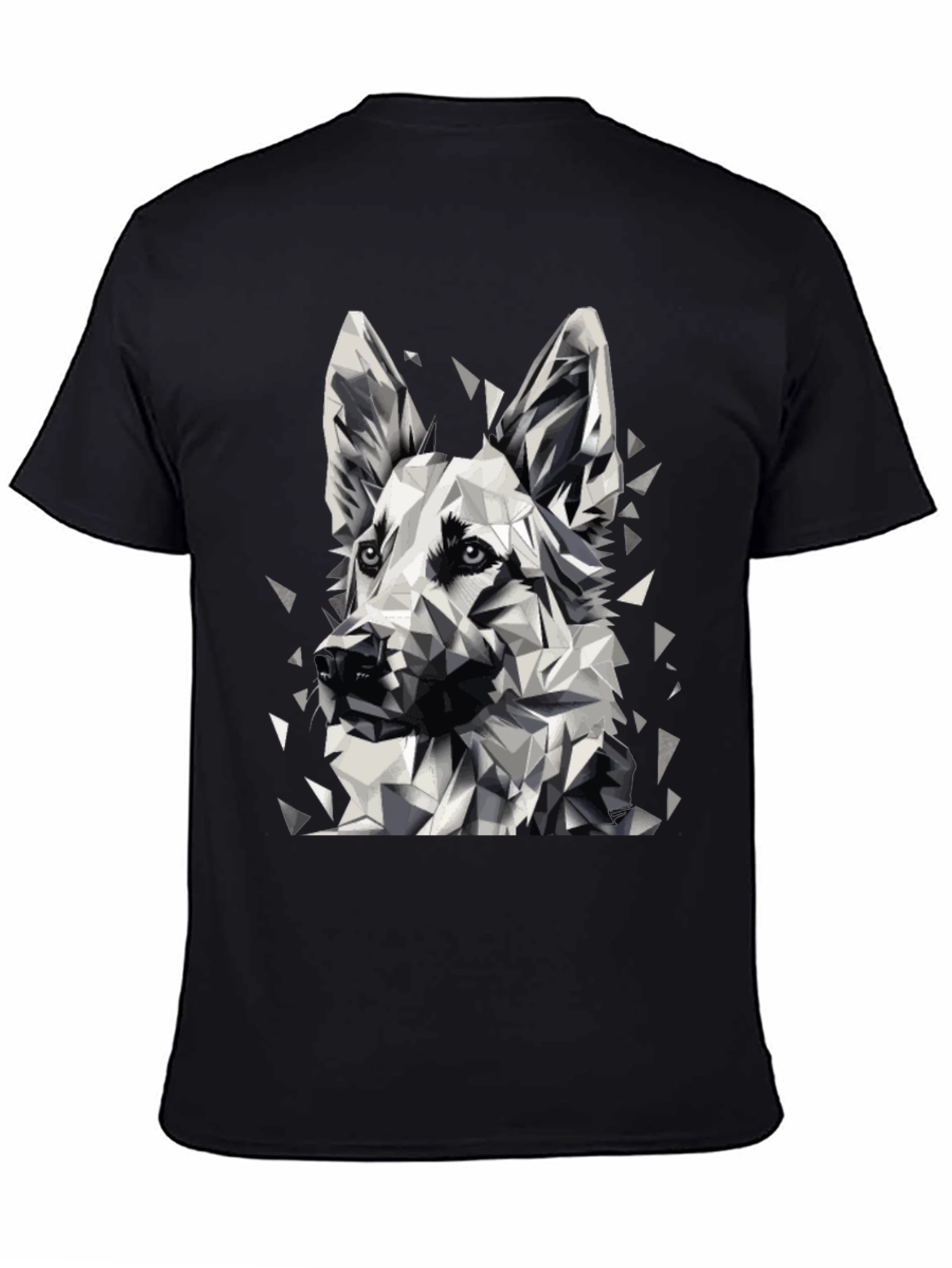 Geometric Dog Graphic Black T-Shirt