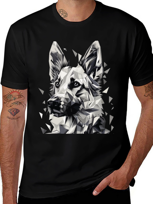 Geometric Dog Graphic Black T-Shirt
