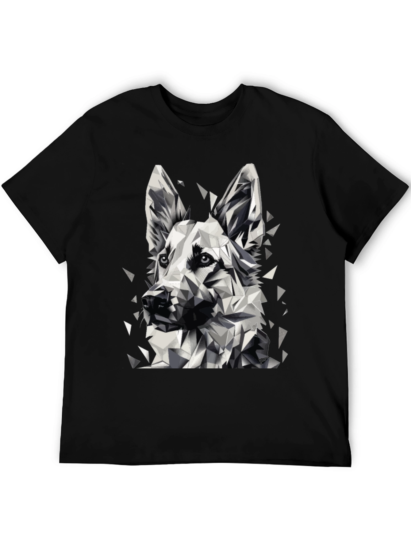 Geometric Dog Graphic Black T-Shirt