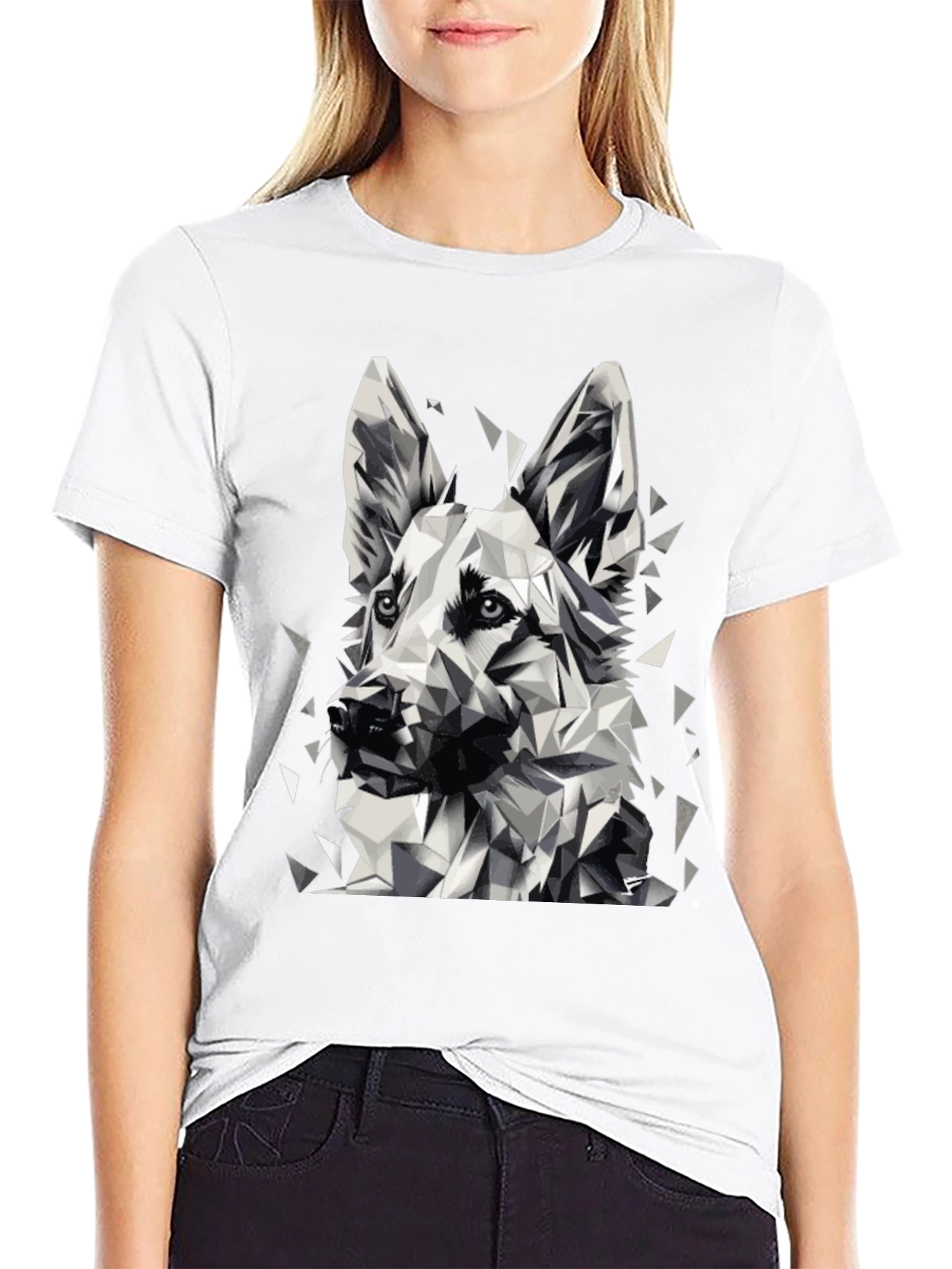 Geometric Dog Graphic Black T-Shirt