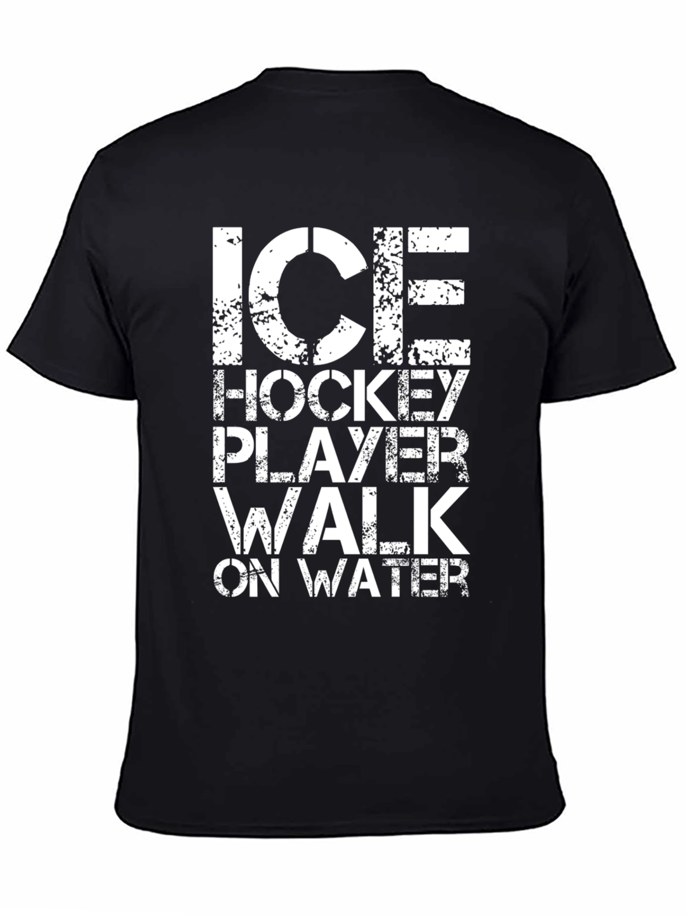 Ice Hockey Player Walk On Water Black T-Shirt