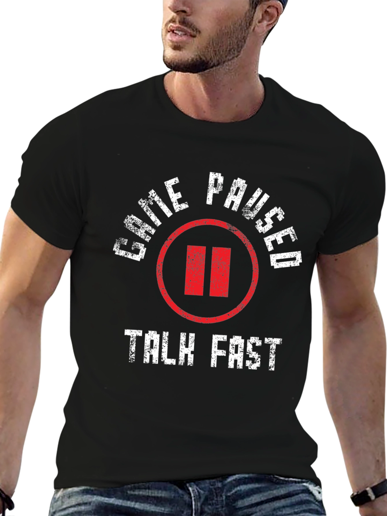 Game Paused Talk Fast Black T-Shirt