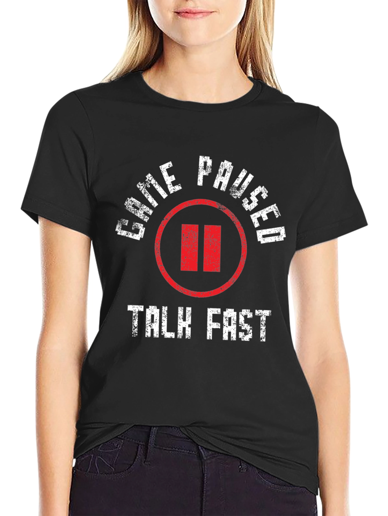 Game Paused Talk Fast Black T-Shirt